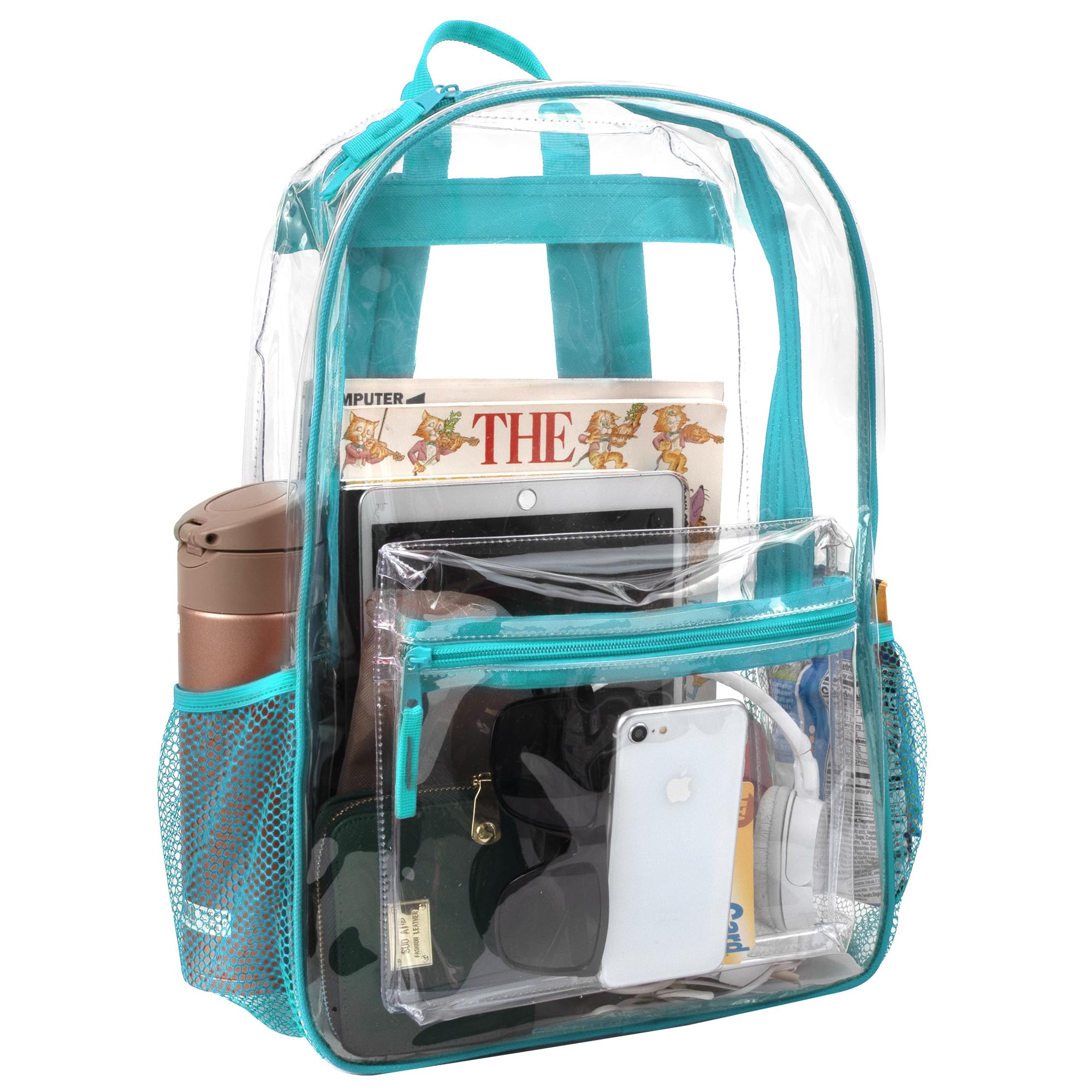 Trail Maker Heavy Duty Clear Backpack with Padded Straps & Side Pockets for Kids - School, Stadium Approved Backpack for Boys & Girls - Perfect for School, Concerts, Sports Events & Travel