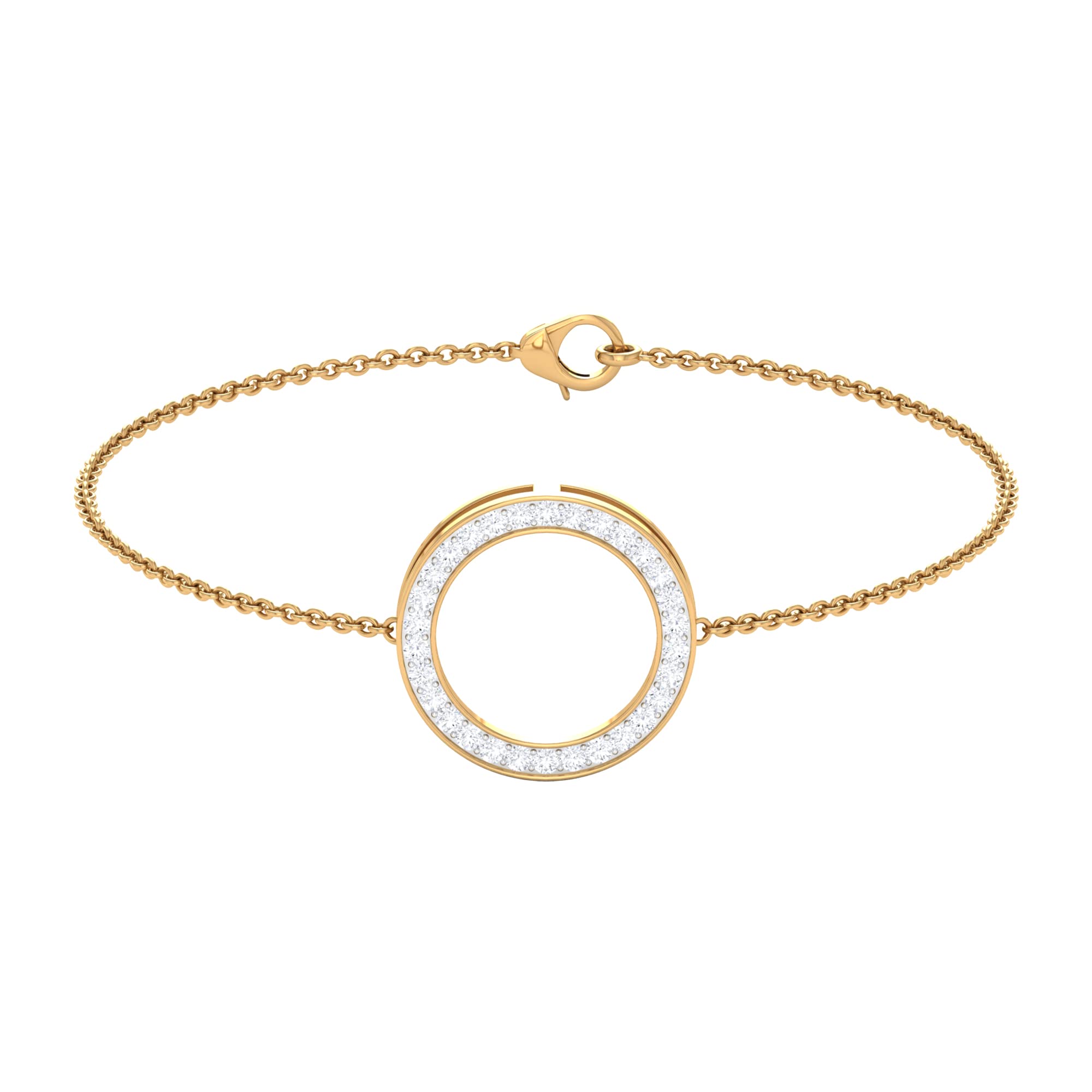 3/4 CT Zircon Chain Bracelet for Women - 10K Solid Gold Pinpoint Set Open Circle Eternity Bracelet - Perfect for Weddings, Anniversaries & Special Occasions