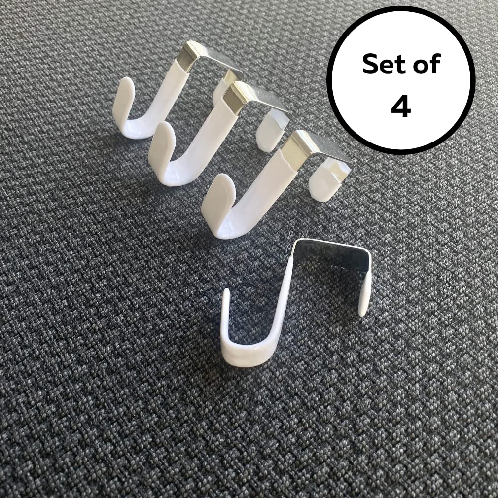Evelots 4-Pack Over The Door Hooks - Heavy Duty Rubber Coated Steel Hangers for Clothes, Towels, Coats, Hats & Handbags - Space Saving Organizer for Closet, Bathroom, Bedroom & Office Use
