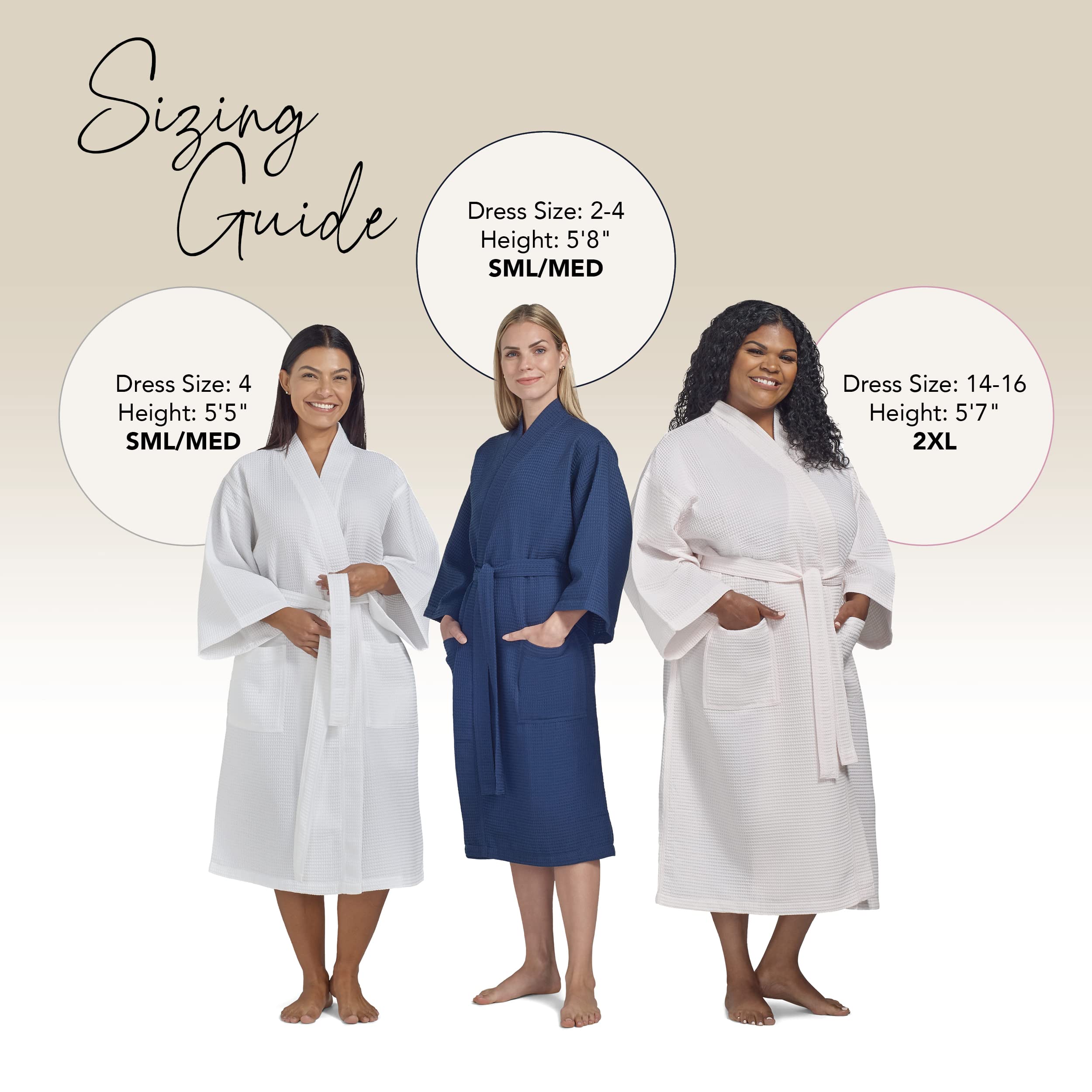 BOCA TERRY Women's Waffle Knit Robe - Long Cotton Kimono Bathrobe for Spa, Hotel & Home Relaxation