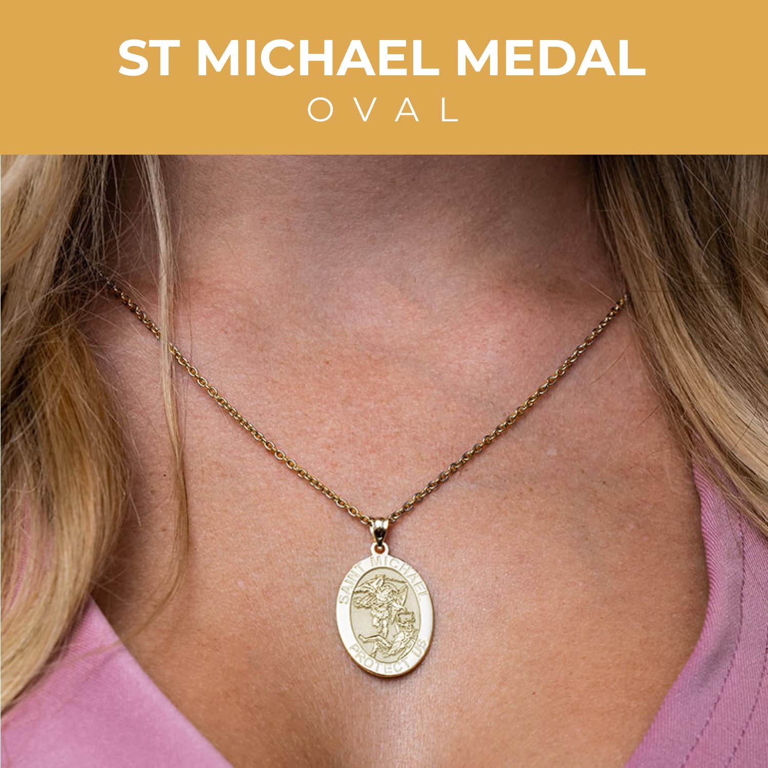 St. Michael Necklace - 14K Gold & Sterling Silver Catholic Saint Michael Pendant for Women & Men | Religious Jewelry for First Communion, Baptism & Christian Gifts | Perfect for Daily Wear, Church Events & Spiritual Protection