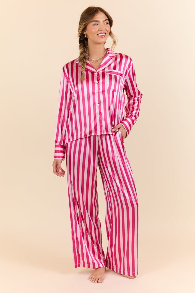 That's Our Secret Women's Striped Satin Pajama Set - Soft & Comfortable Sleepwear for Women - Perfect for Relaxing at Home, Sleepovers & Gift Giving