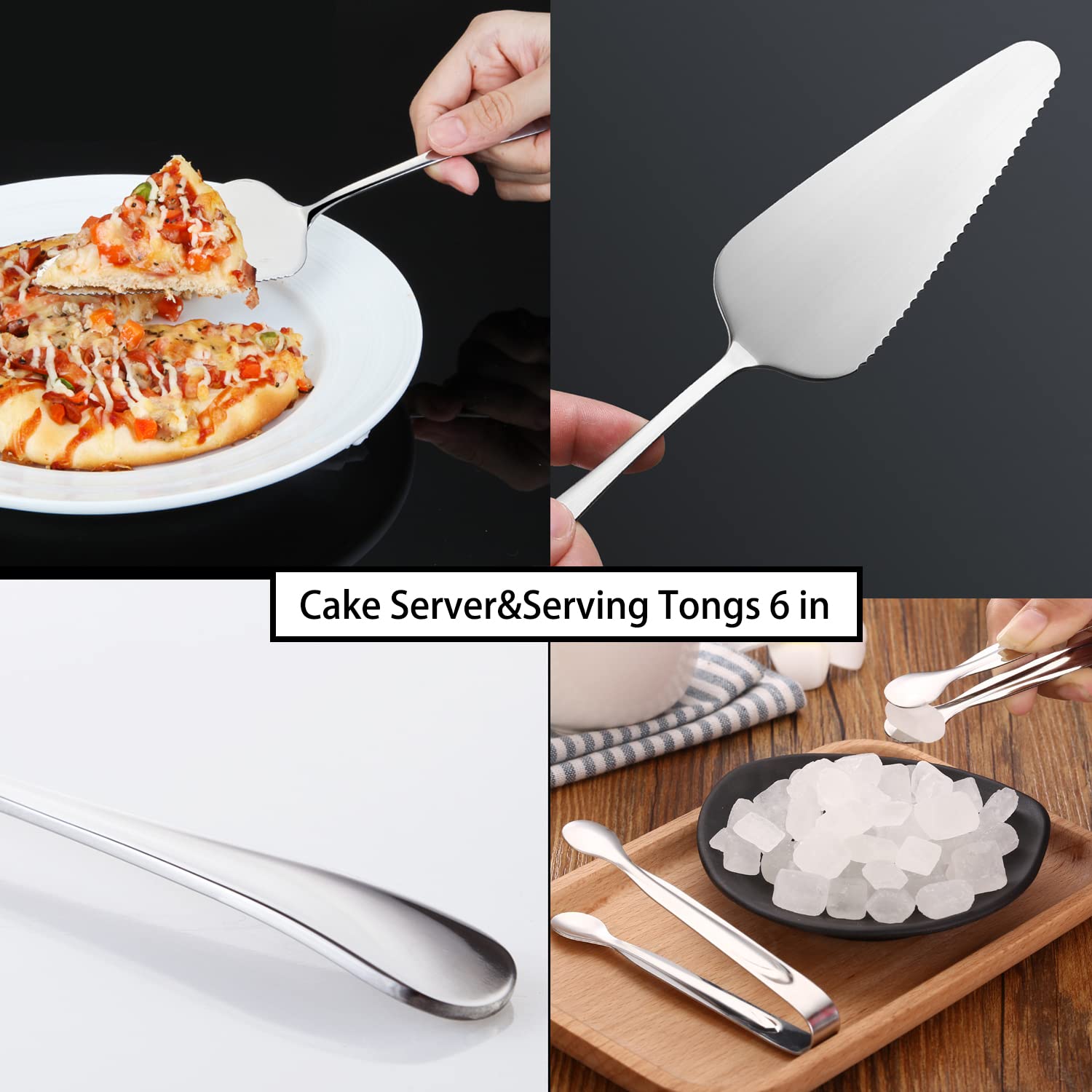 11-Piece Stainless Steel Serving Utensil Set - Large Spoons, Forks, Tongs & Pie Server - Perfect for Buffet, Catering, Banquet & Party Hosting - Elegant Silver Kitchen Tools for Entertaining & Food Service