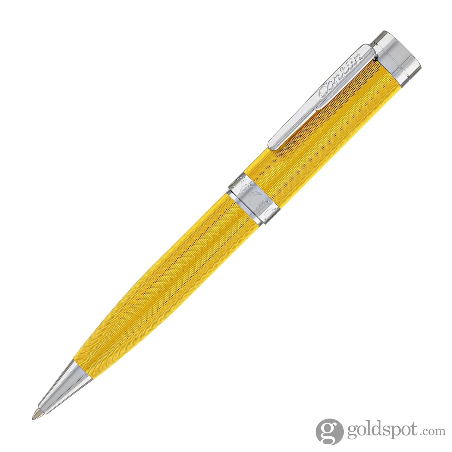 Conklin Herringbone Signature Ballpoint Pen - Yellow - Premium Writing Instrument for Office, Business & Gifts