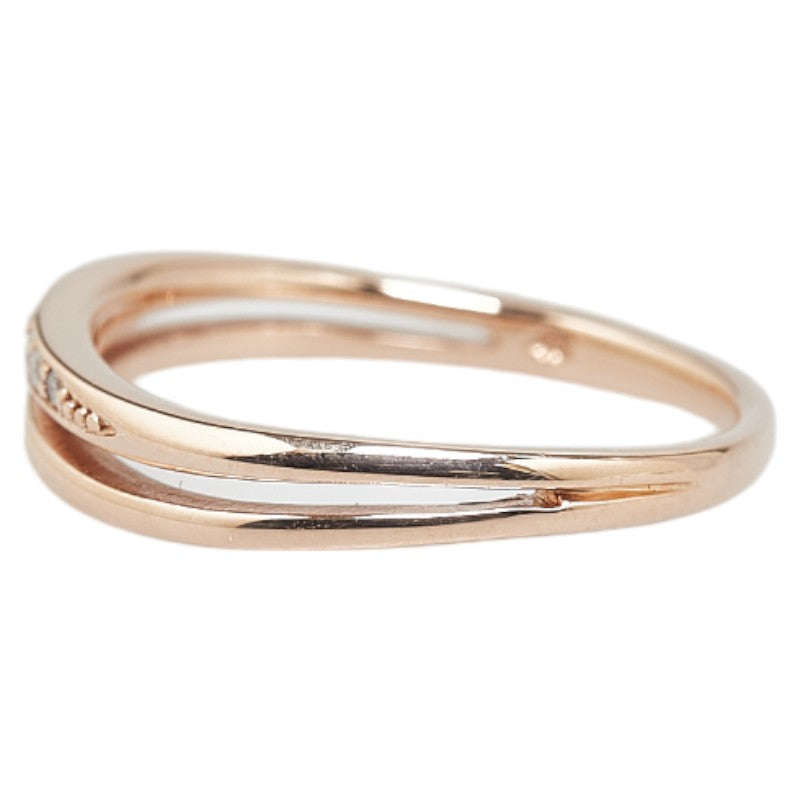 4℃ K10PG Pink Gold Diamond Line Ring - Elegant Women's Jewelry for Engagement, Wedding & Anniversary Gifts | Perfect for Everyday Wear & Special Occasions