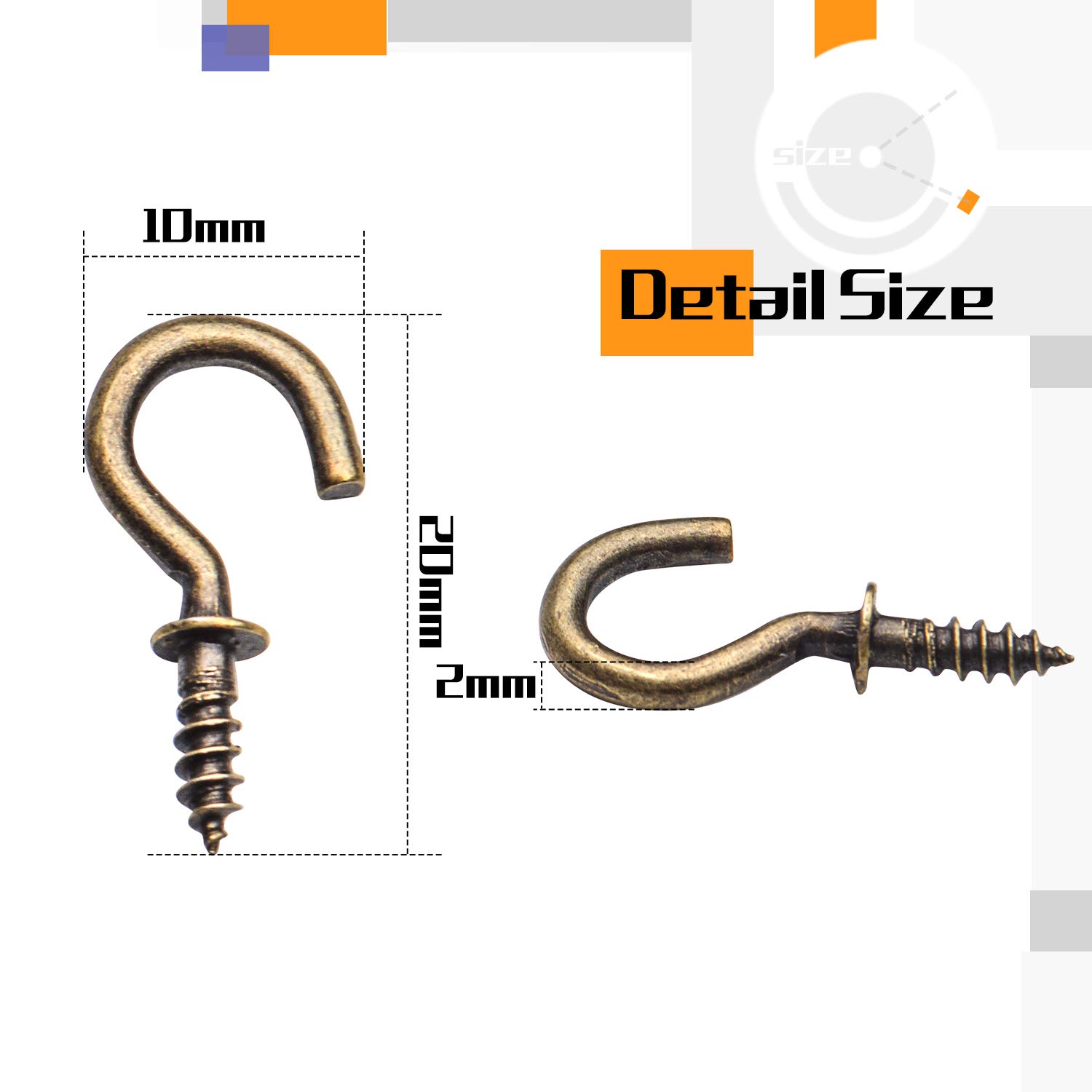 Aylifu 100pcs 1/2 Inch Bronze Mini Cup Hooks - Screw-in Hooks for Ceiling, Jewelry, Home Decor, DIY Projects - Indoor & Outdoor Use for Hanging Plants, Ornaments, Lights & More