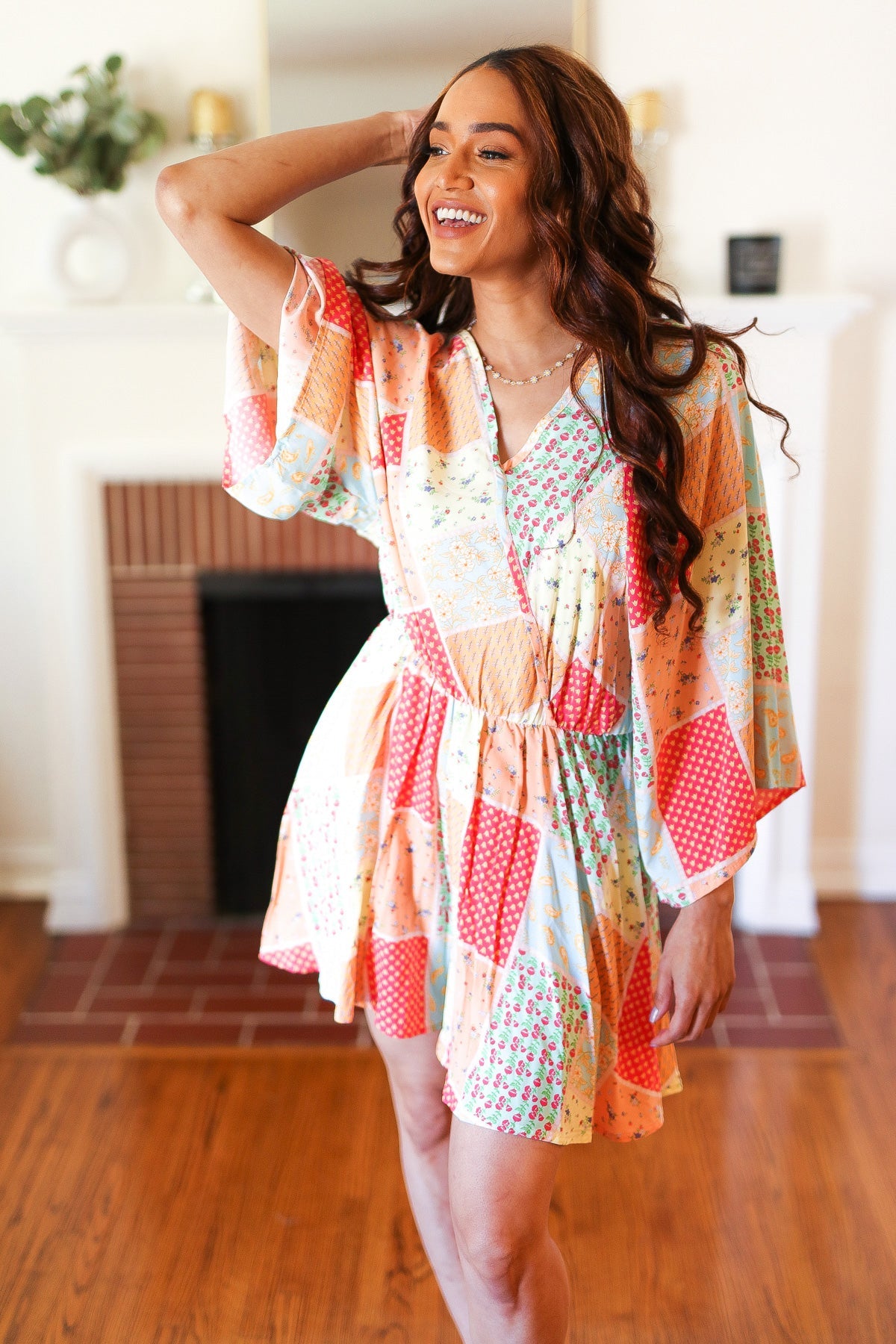 Stylish Multicolor Paisley Patchwork Surplice Romper for Women | Summer Boho Chic Jumpsuit | Perfect for Beach Vacations, Music Festivals & Casual Outings