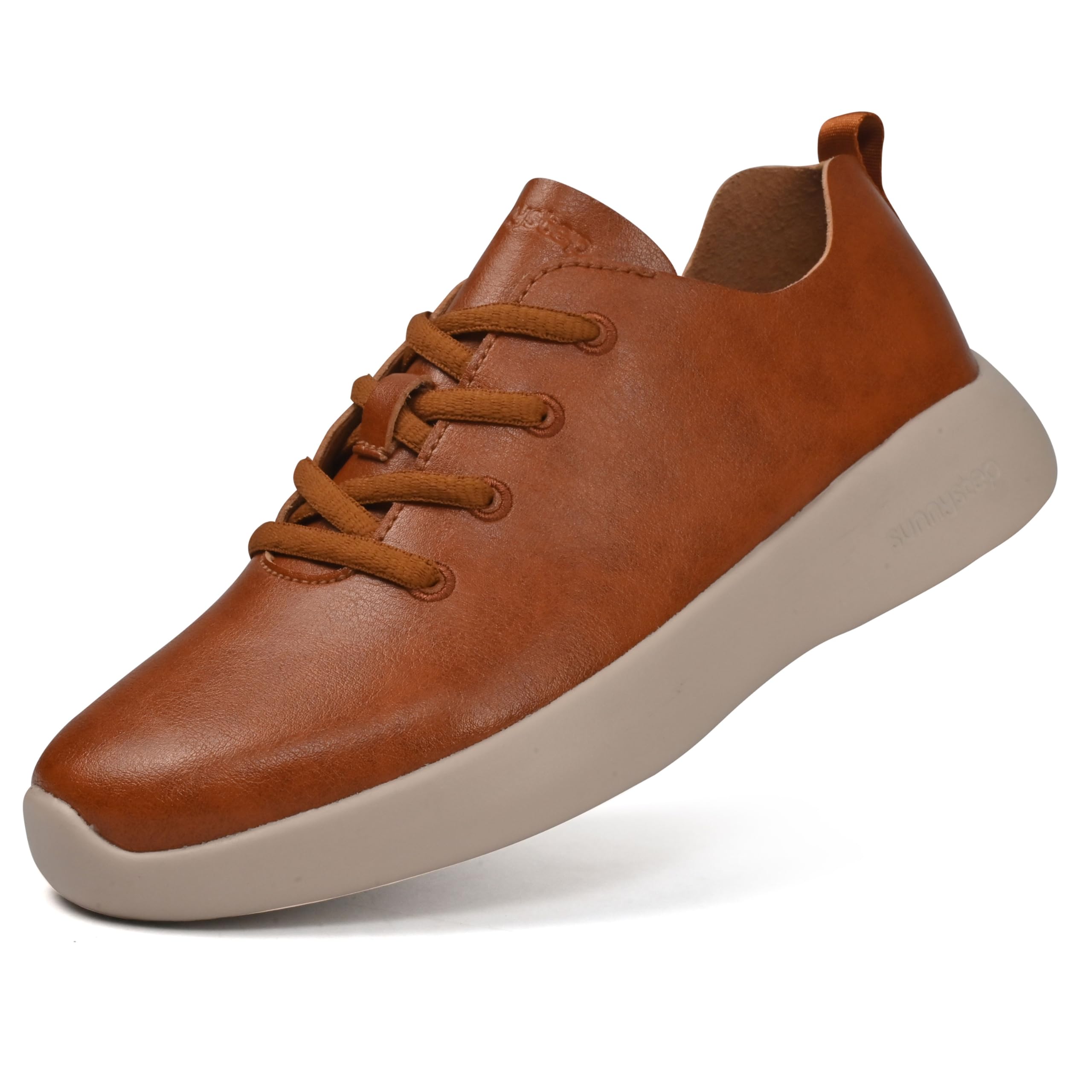 Balance Runner Comfortable Leather Sneakers for Women & Men - Non-Slip Arch Support Walking Shoes - Casual & Work Shoes for Office, Running & All-Day Wear (Black/White/Tan) | Perfect for Walking, Travel & Everyday Comfort