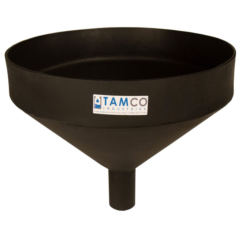 15 Inch Black Tamco Funnel with 2 Inch OD Spout - Heavy Duty Kitchen, Automotive & Industrial Use for Liquids, Oils and Chemicals