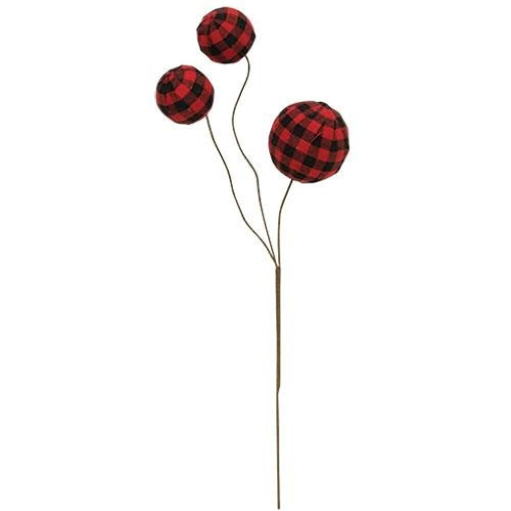Buffalo Check Gingham Ball Pick 14 - Perfect for Christmas Tree Decorations, Holiday Parties & DIY Crafts