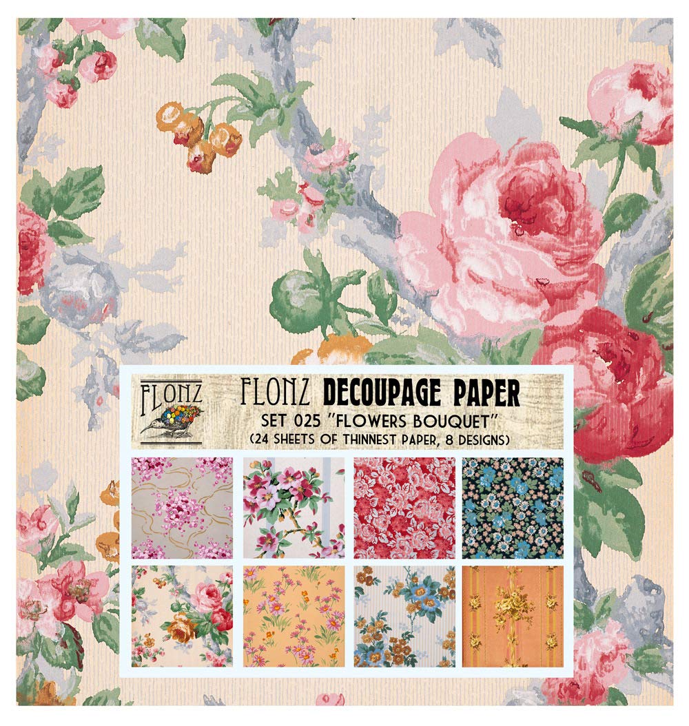 Vintage Floral Decoupage Paper Pack - 24 Sheets 6x6 Inch Flower Bouquet Scrapbooking Paper for DIY Crafts, Card Making, and Home Decor | Perfect for Decoupage Projects, Scrapbooks, and Gift Wrapping