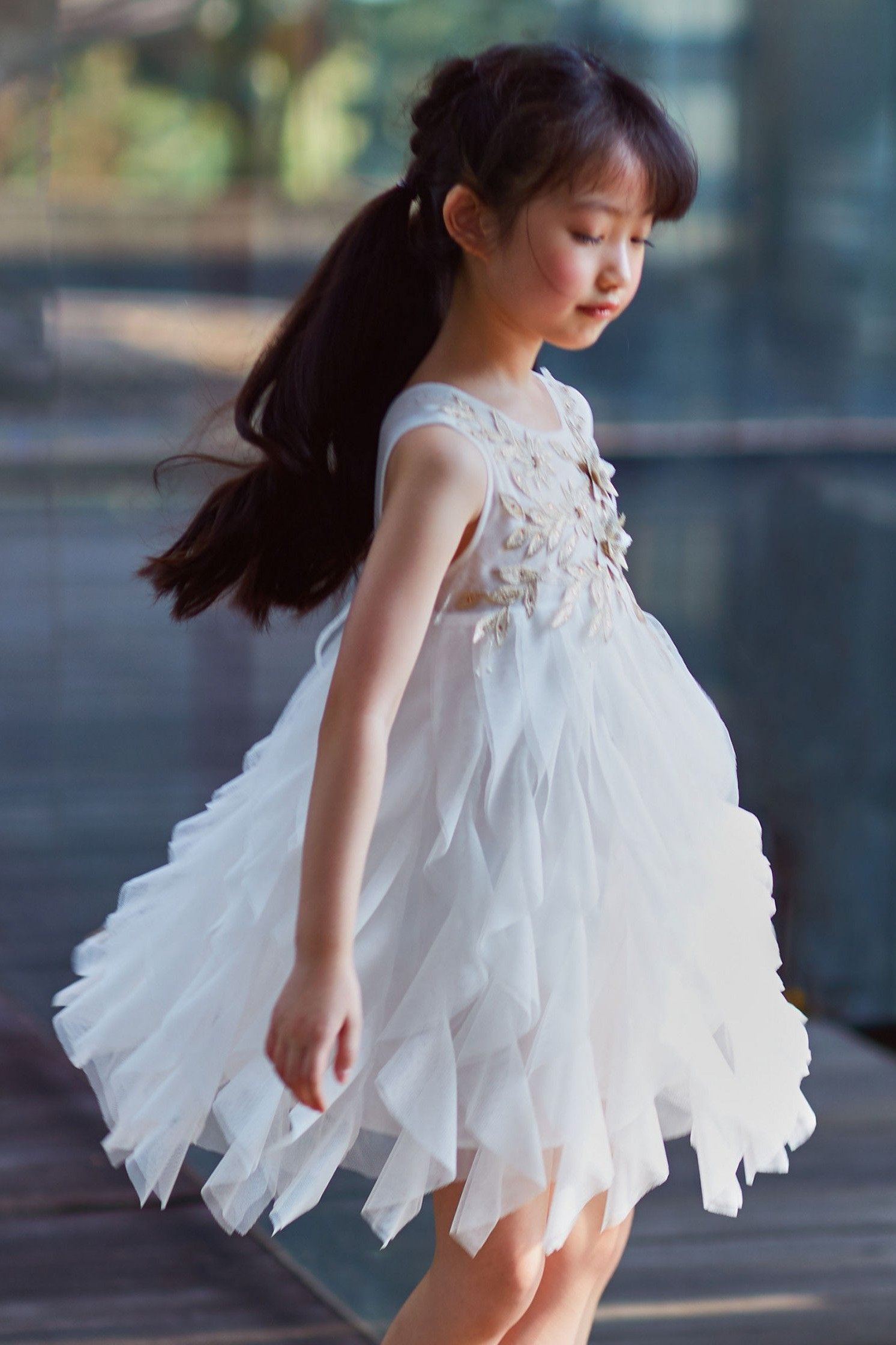 Sophie 3D Floral Tulle Dress for Girls - Elegant Party Gown for Weddings, Birthday Celebrations & Special Occasions