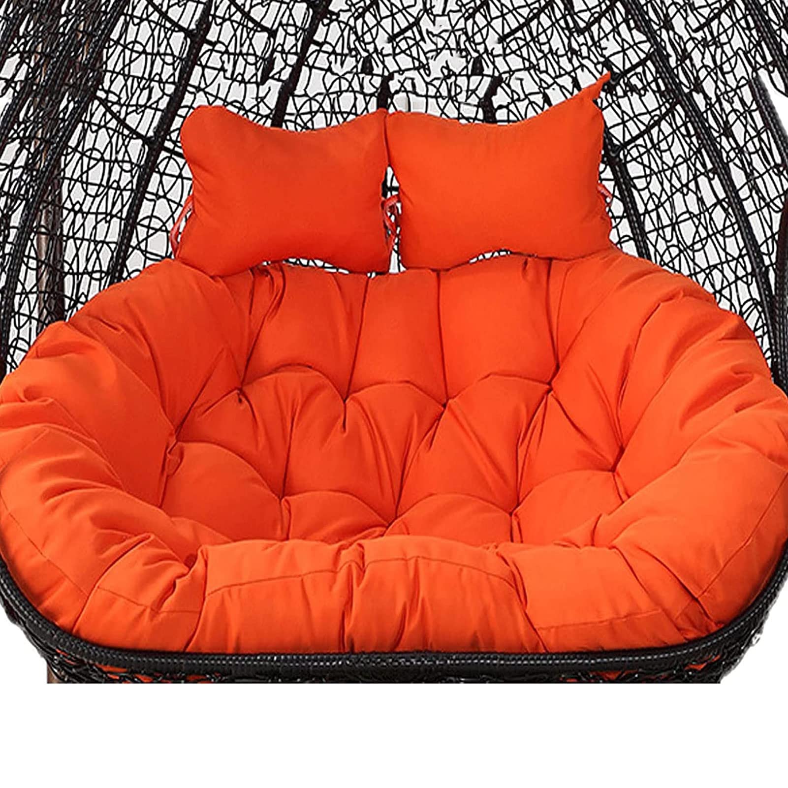 Waterproof & Detachable 2-Person Hammock Swing Chair Cushion Replacement - Double Egg Chair Seat Pad for Indoor/Outdoor Use - Perfect for Garden, Patio, Balcony & Backyard Relaxation (Orange)