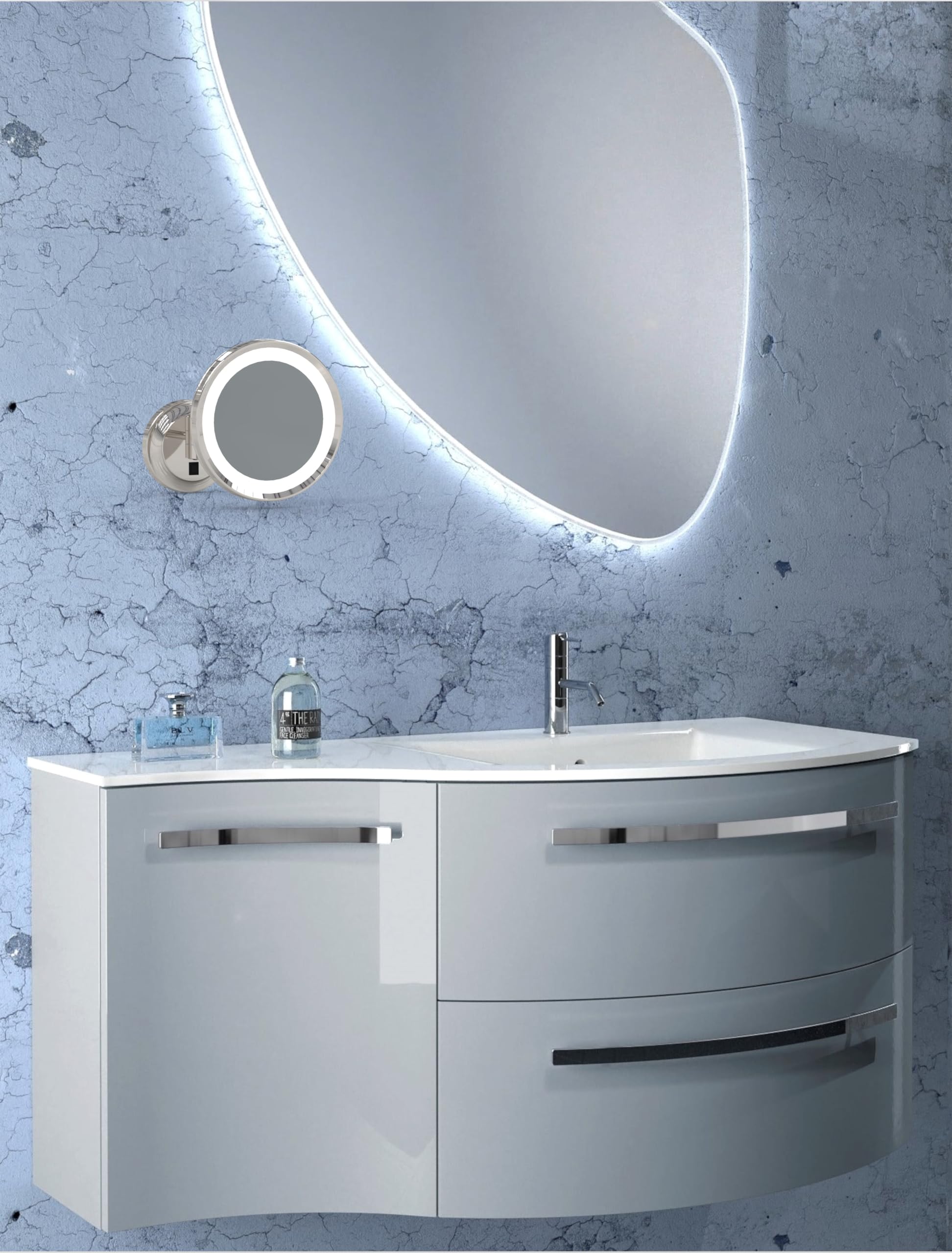 Hardwired Dual Light LED 5X Magnifying Makeup Mirror with Polished Nickel Finish - Perfect for Vanity, Bathroom & Professional Makeup Application