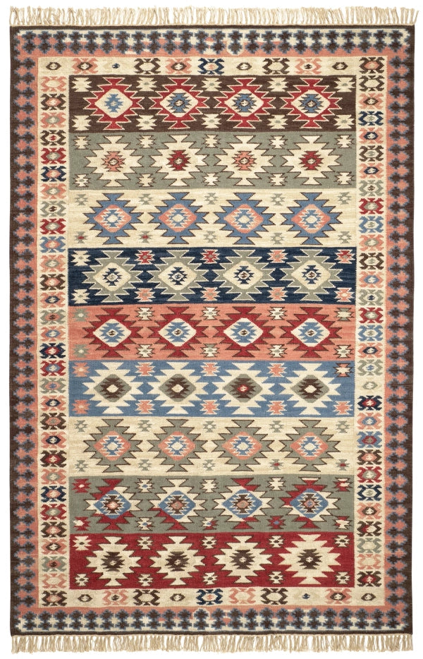 Dash & Albert Balsam Kilim Multi Handwoven Wool Rug - Stylish Bohemian Area Rug for Living Room, Bedroom & Home Decor - Soft & Durable Floor Covering for Cozy Spaces