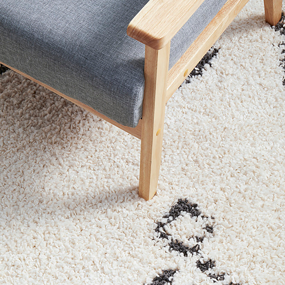Casablanca Temara Rug - Natural Handwoven Moroccan Berber Wool Rug for Living Room, Bedroom & Boho Decor
