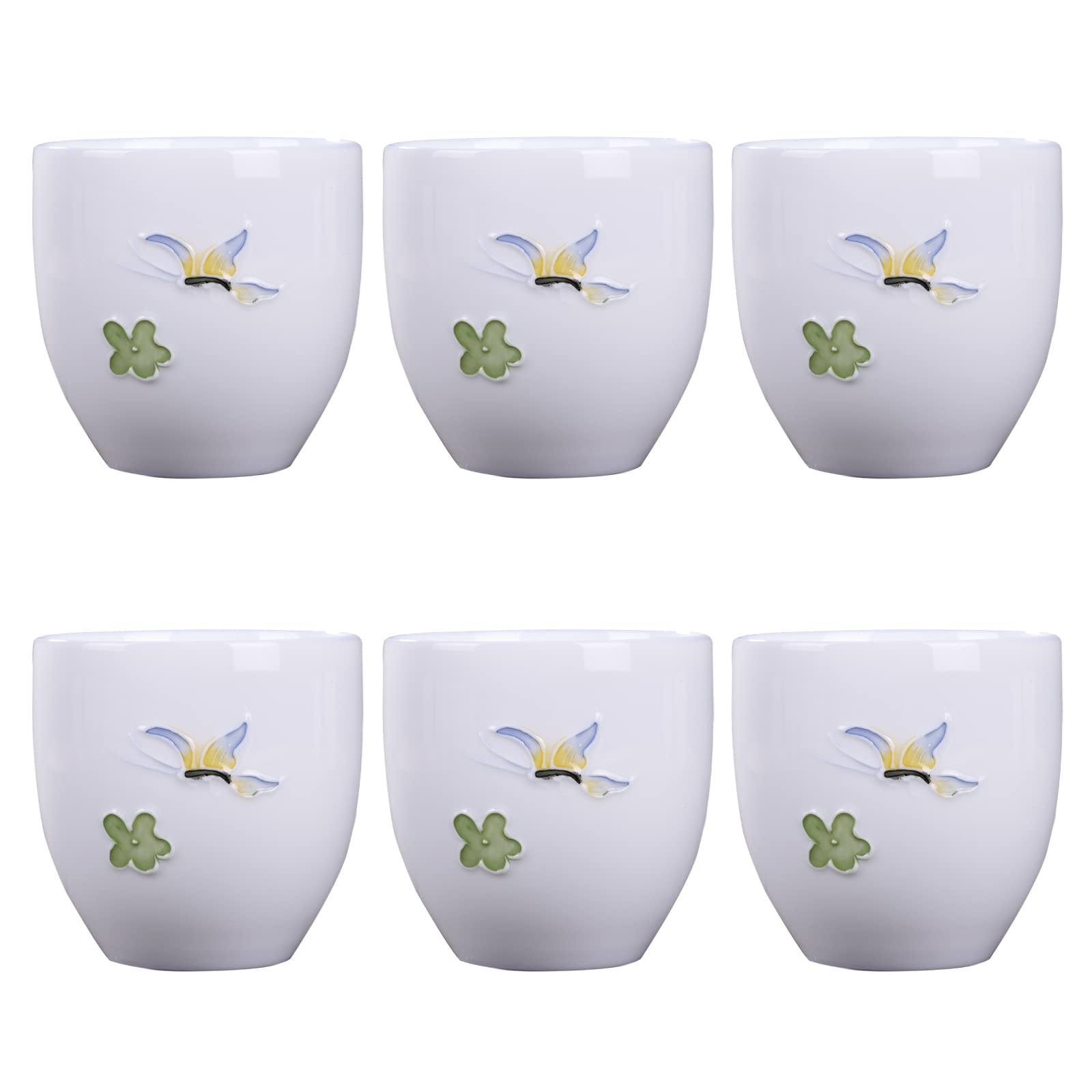 6-Pack 5oz Porcelain Espresso Cups - Mini Coffee Mugs & Demitasse Cups for Tea, Latte, Milk - Perfect for Home, Office & Cafe Use