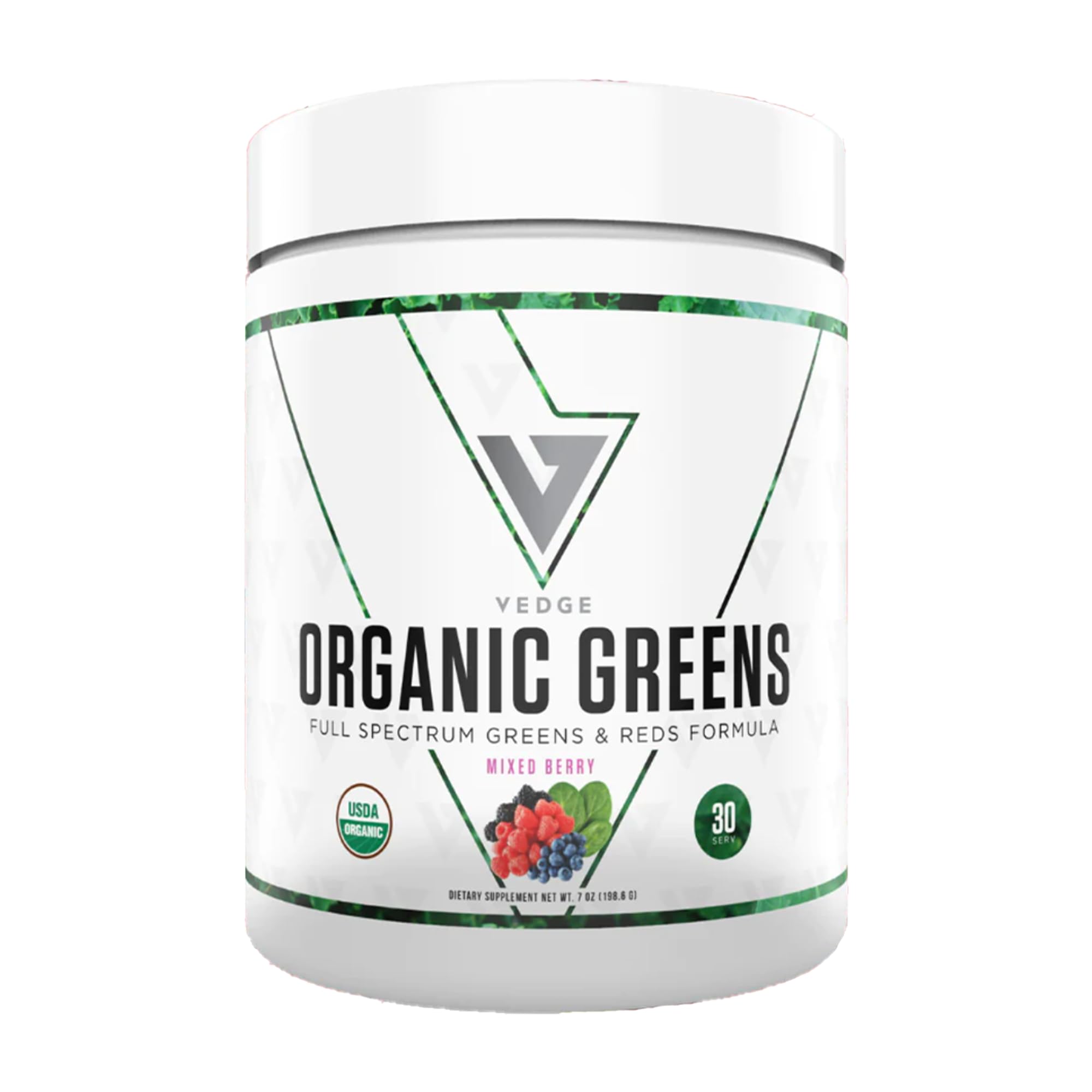 Organic Greens Superfood Powder by Vedge Nutrition - Vegan, Plant-Based Drink Mix for Energy, Antioxidants & Recovery - Full Spectrum Greens Supplement for Athletes & Active Lifestyles - Mixed Berry Flavor (30 Servings) - Perfect for Post-Workout Recovery & Daily Nutrition Boost