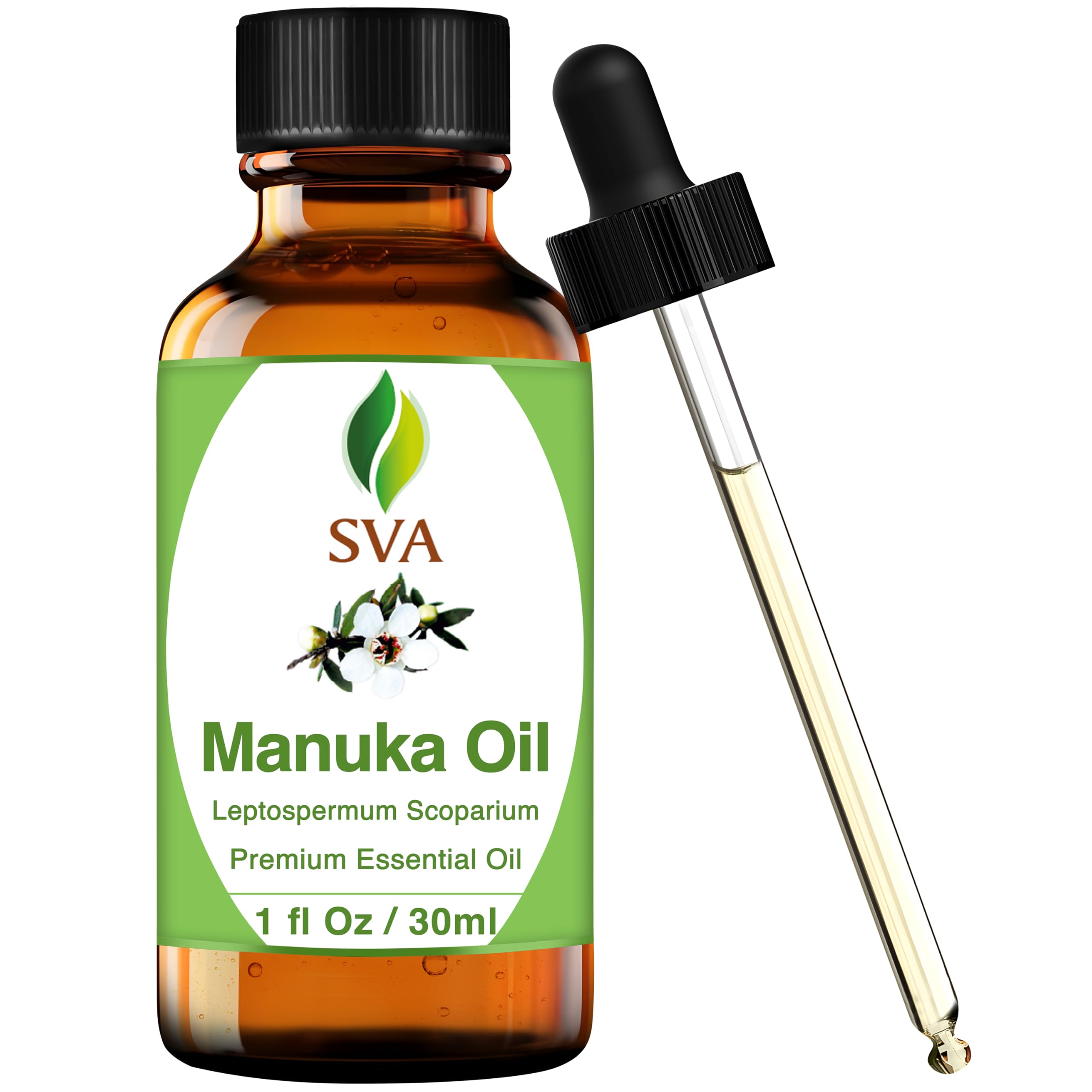 **SVA 100% Pure Manuka Essential Oil - 1 Fl Oz Natural Therapeutic Grade for Diffusers, Aromatherapy, Skin & Hair Care - Perfect for Massage, Soap Making, Candles & DIY Beauty Recipes**    *(Use for Relaxation, Stress Relief, Skincare Routine, Homemade Spa Treatments & Natural Home Fragrance)*