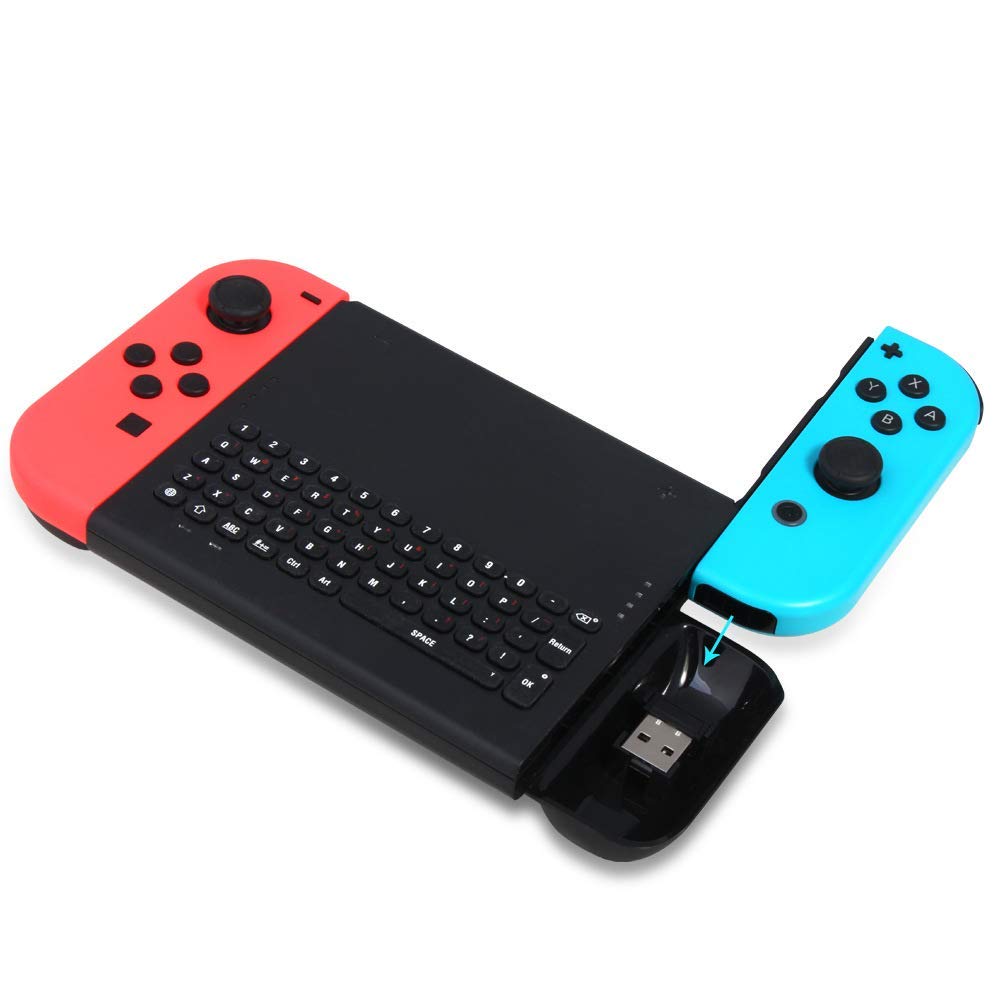 OSTENT 2.4GHz Wireless Remote Controller Keyboard for Nintendo Switch Joy-Con Game - Perfect for Gaming, Typing & Streaming on Nintendo Switch Console