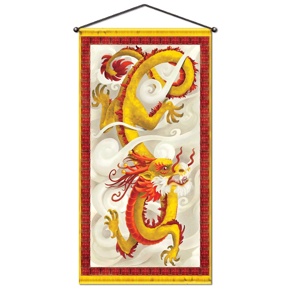 12 Pack Yellow Chinese Dragon New Year Door & Wall Decorations - 60 Inch Hanging Panel for Lunar New Year, Spring Festival, Home & Party Decor