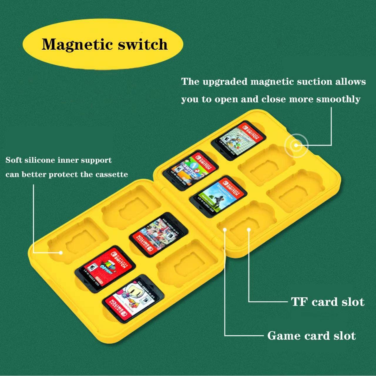 Durable 3.3x3.7 Inch Slim Hard Shell Switch Game Card Case - Shockproof Protective Storage Box with 12 Slots for Nintendo Switch, Switch Lite & OLED Games - Perfect for Travel, Home Organization & Gaming Protection