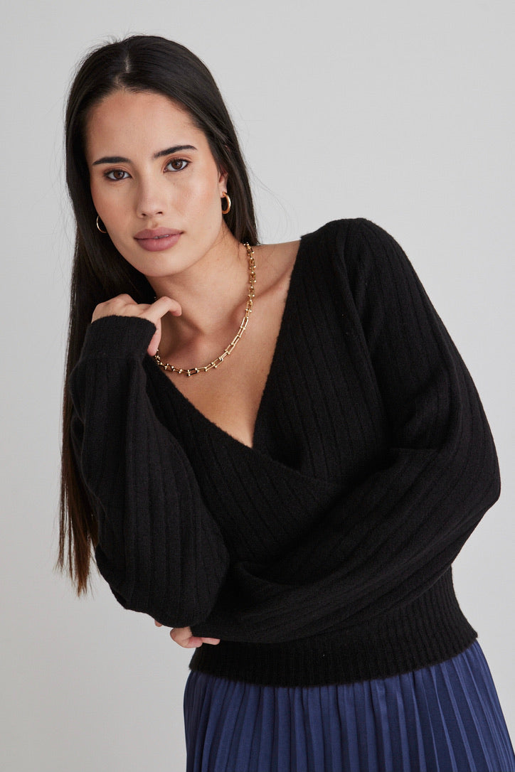 Honest Black Ballerina Soft Rib Knit Wrap - Elegant Women's Ballet Wrap for Dance, Yoga & Casual Wear