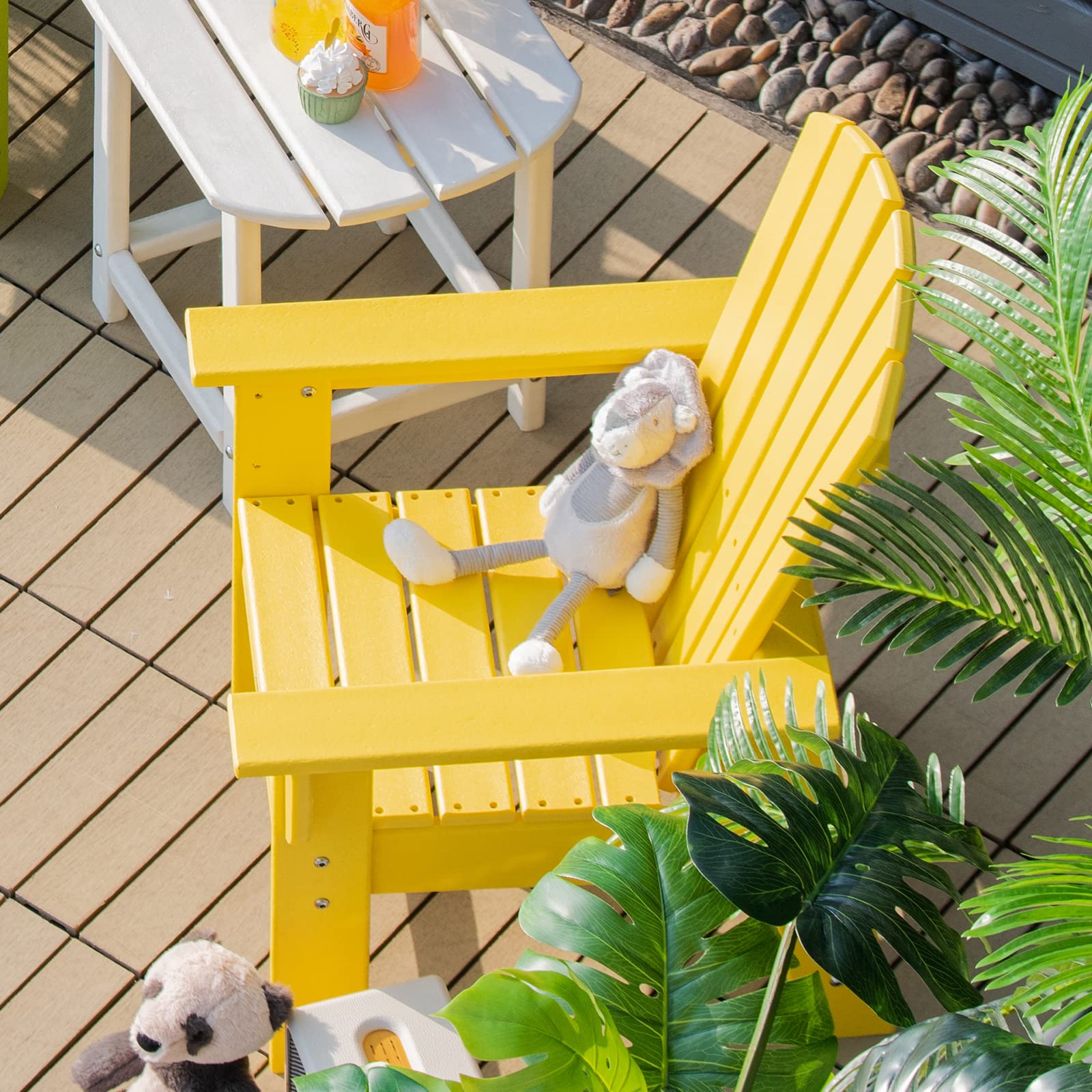 **Giantex Kids Adirondack Chair - Yellow HDPE Outdoor Patio Chair with Ergonomic Backrest for Toddlers, Deck, Porch, Backyard & Poolside - Weather-Resistant & Durable for Indoor/Outdoor Use - Perfect for Relaxing, Lounging & Playtime**