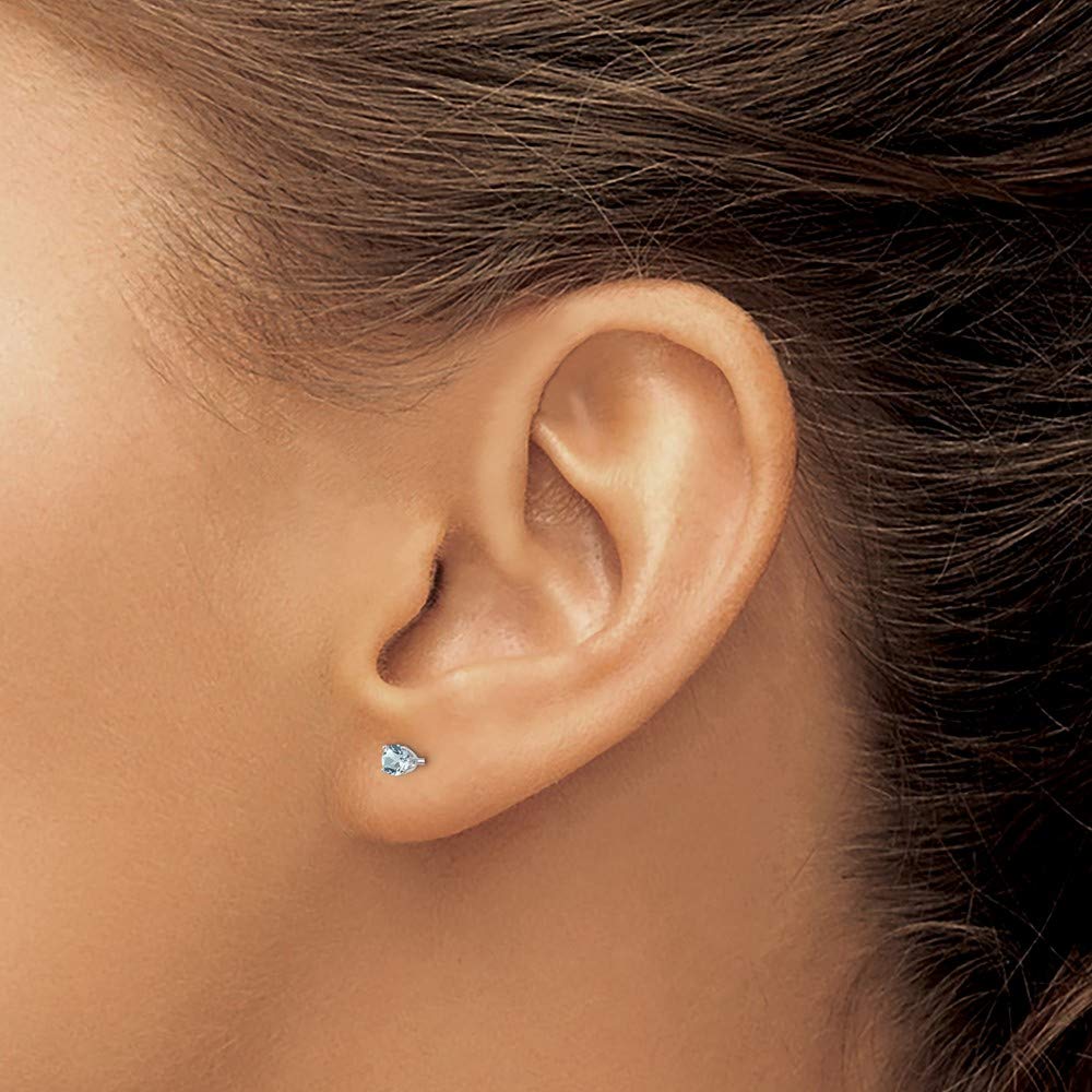 14K White Gold 3mm Aquamarine Stud Earrings for Women - Dainty Fine Jewelry Gift for Her - Perfect for Birthdays, Anniversaries & Special Occasions