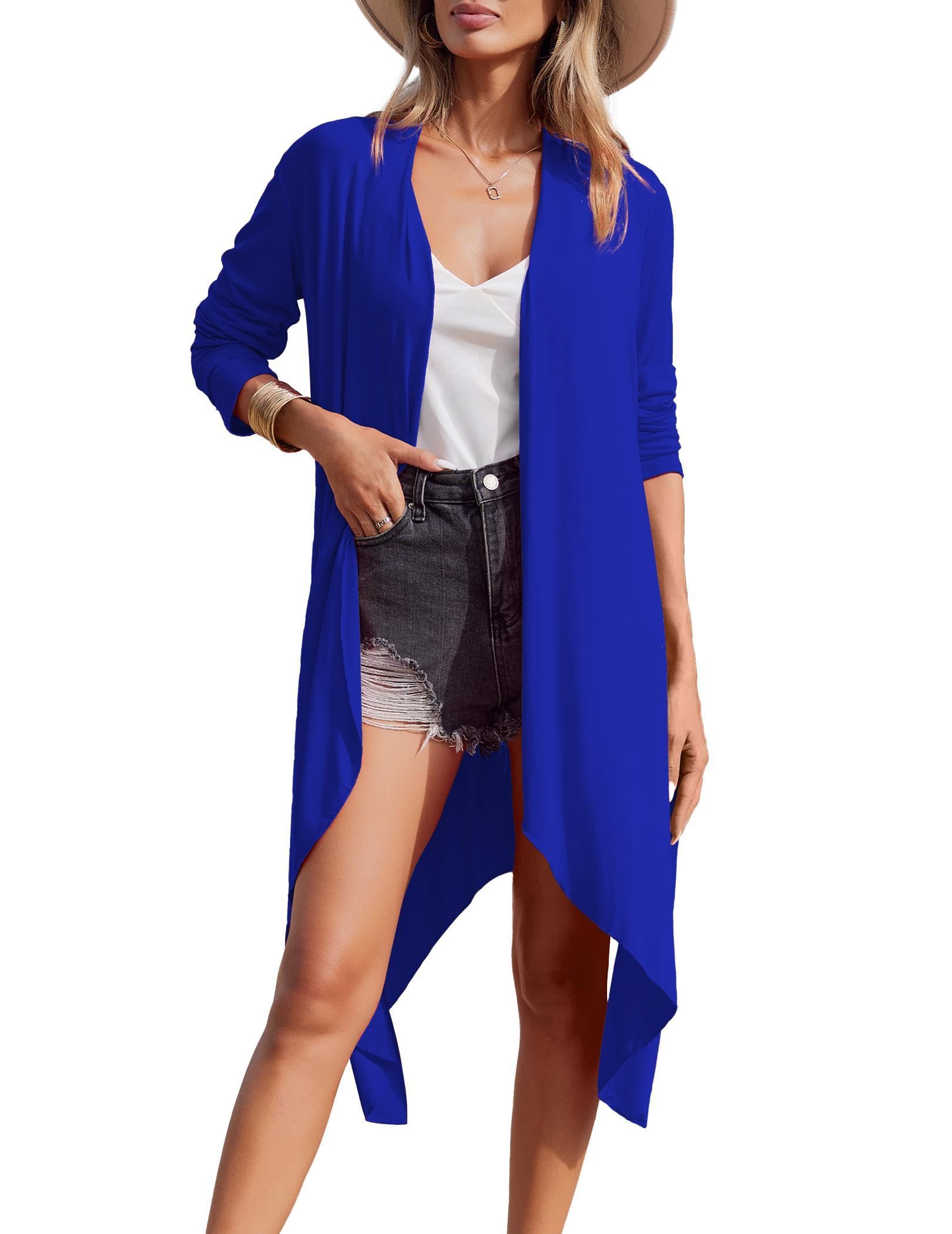 Meaneor Women's Lightweight Long Sleeve Asymmetrical Hem Open Front Drape Cardigan - Casual Loose Fit Duster Sweater for Spring & Fall Layering (Sizes S-3XL) | Perfect for Office, Date Night & Weekend Outfits