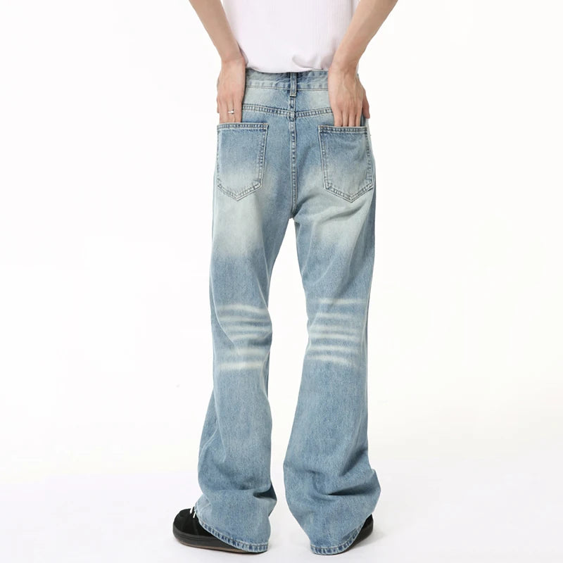 American Style Men's Jeans - Summer Washed Denim with Distressed Marks, Relaxed Straight Wide Leg & Spacious Pockets | Casual Chic Male Denim Pants (Style 9C6499) | Perfect for Streetwear, Weekend Outings & Urban Fashion