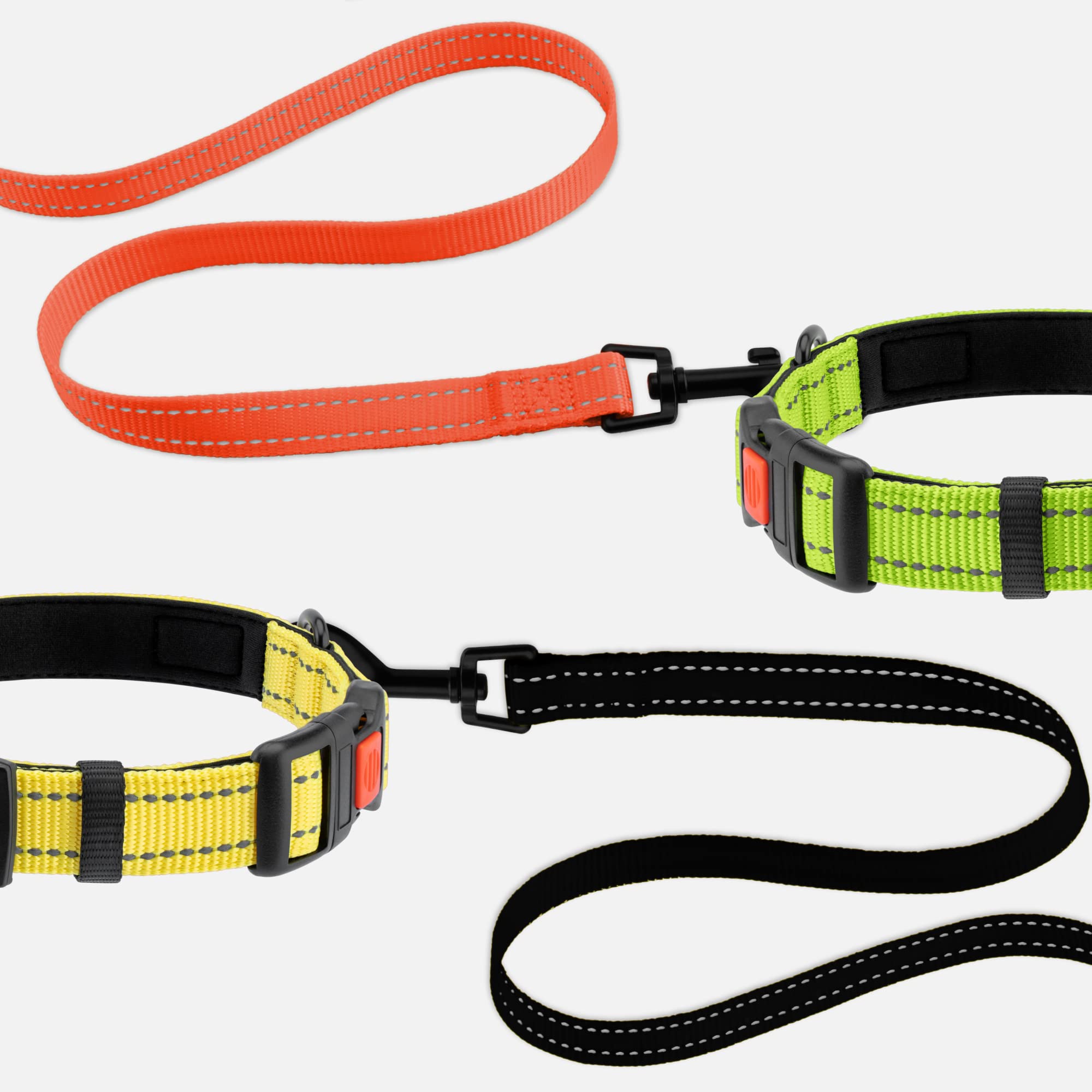 CollarDirect Heavy Duty Reflective Nylon Dog Leash - 5ft Durable Pet Leash for Walking, Running & Training - Adjustable for Small, Medium & Large Dogs (Black, Small) - Perfect for Daily Outdoor Adventures & Nighttime Safety