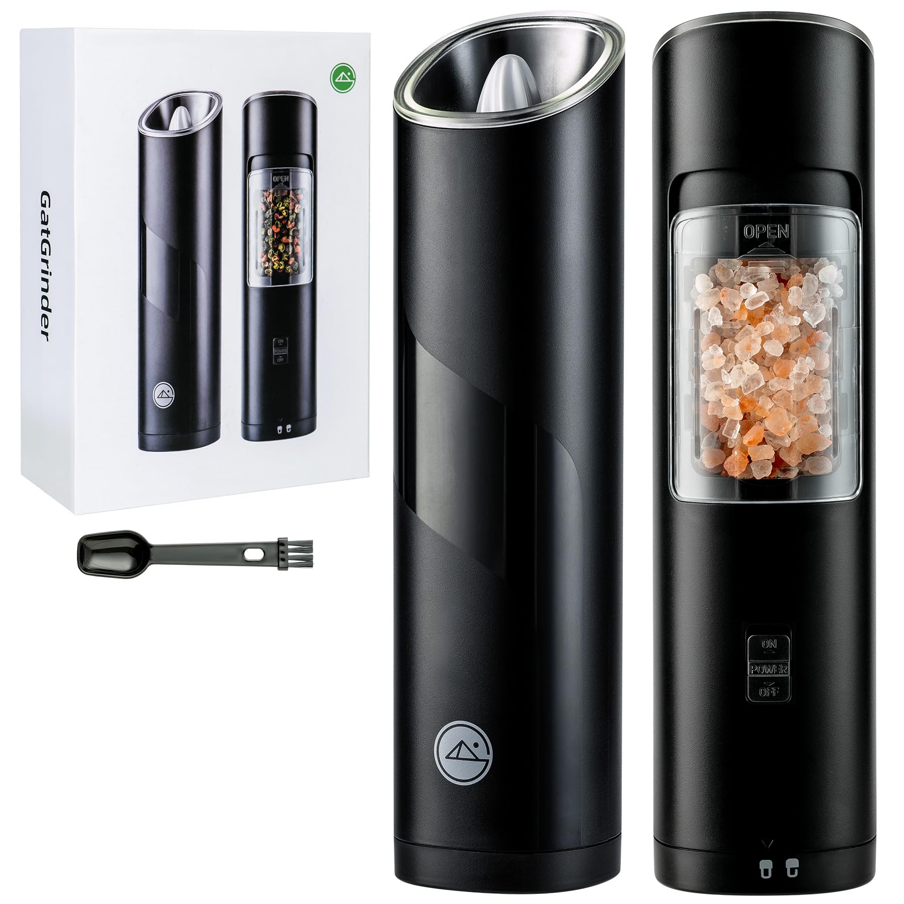 Premium Electric Salt and Pepper Grinder Set - Adjustable Coarseness with Warm LED Light | One-Handed Automatic Operation | Battery Powered Spice Mill (Black) | Perfect for Kitchen, Dining Table & Outdoor BBQ