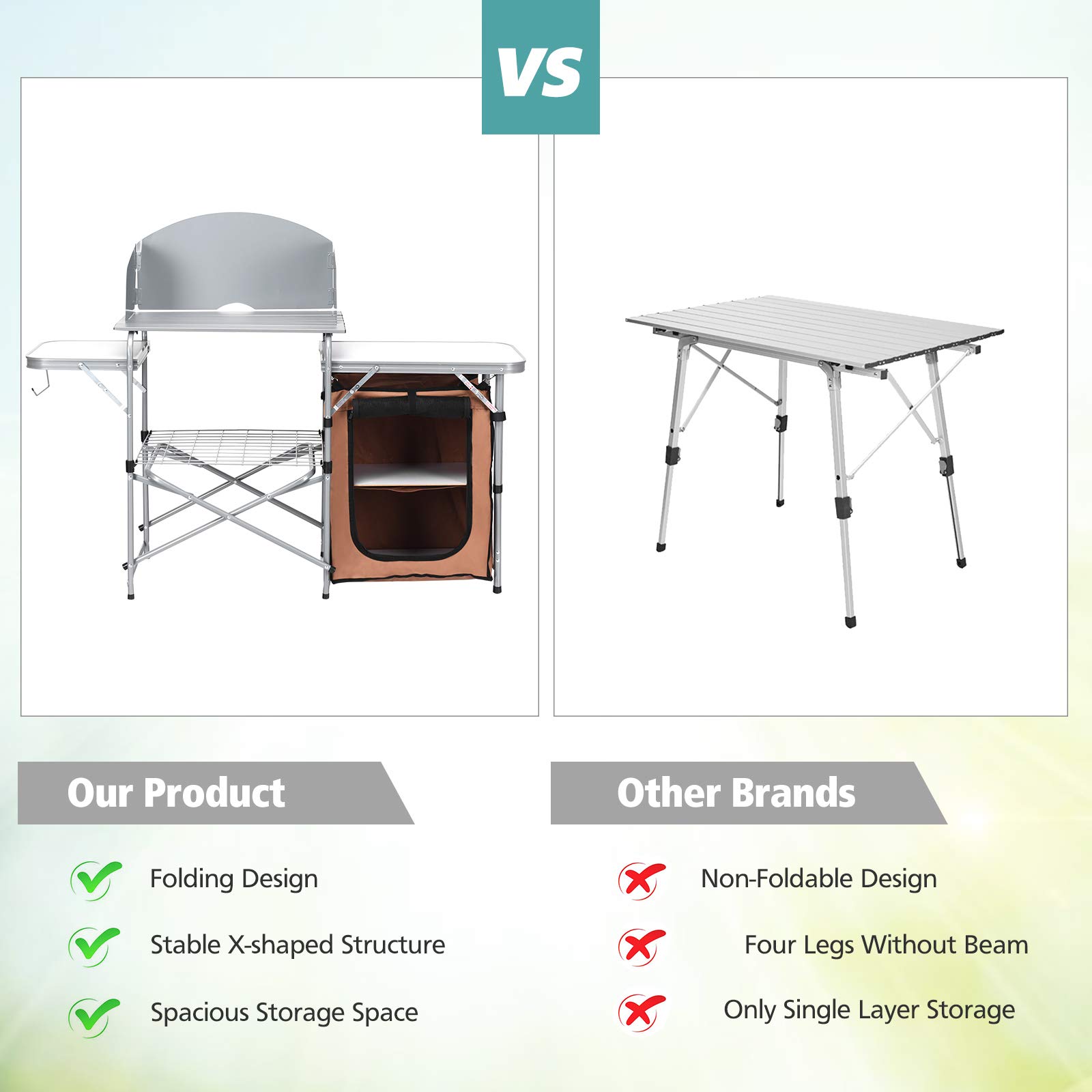 Goplus Portable Camping Kitchen Table - 26