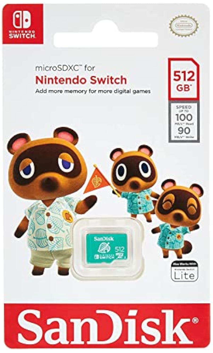 SanDisk 512GB MicroSDXC UHS-I Memory Card for Nintendo Switch - Animal Crossing Leaf Design | High-Speed Storage for Switch, Switch Lite & OLED | Perfect for Gaming, Photos & Videos