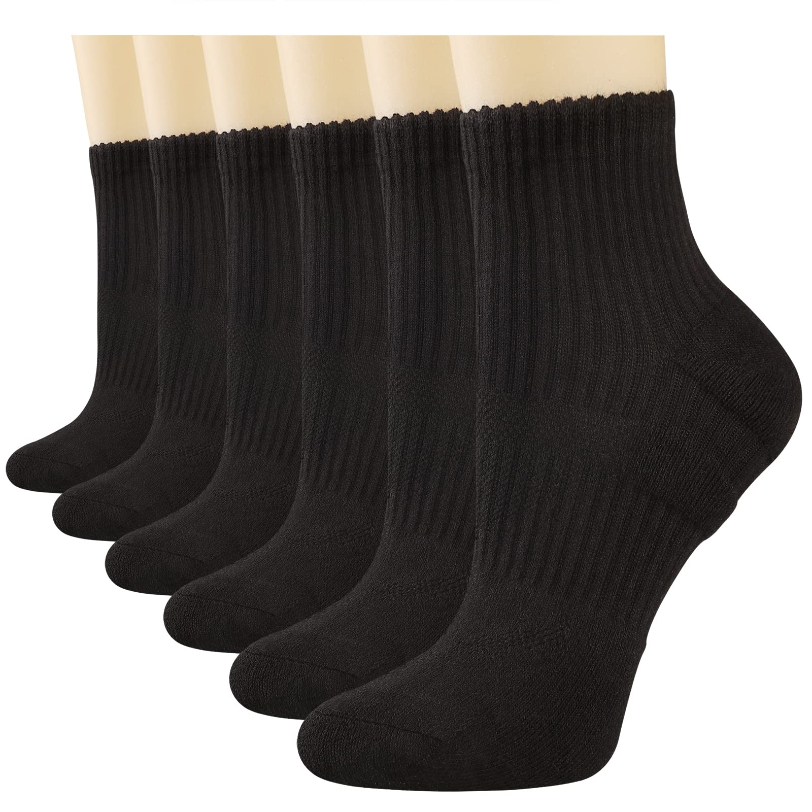 COOPLUS Women's Ankle Socks - 6 Pairs Athletic Running Socks with Cushion & Breathable Cotton - Perfect for Workouts, Jogging & Daily Comfort