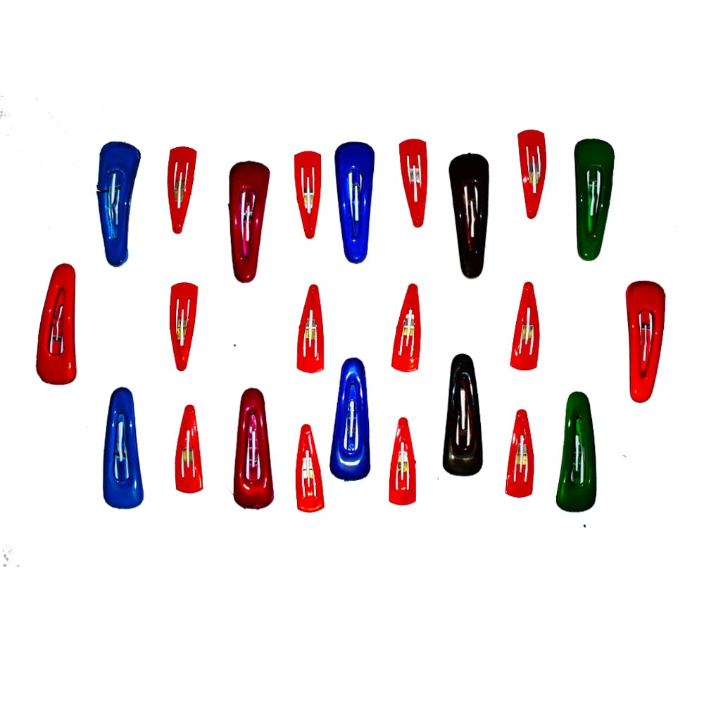 SHD COLLECTIONS No-Slip Metal Snap Hair Clips for Women & Kids - 24-Pack Colorful Barrettes for Short Hair (Black, Multicolor) | Perfect for School, Work, Parties & Daily Hairstyling