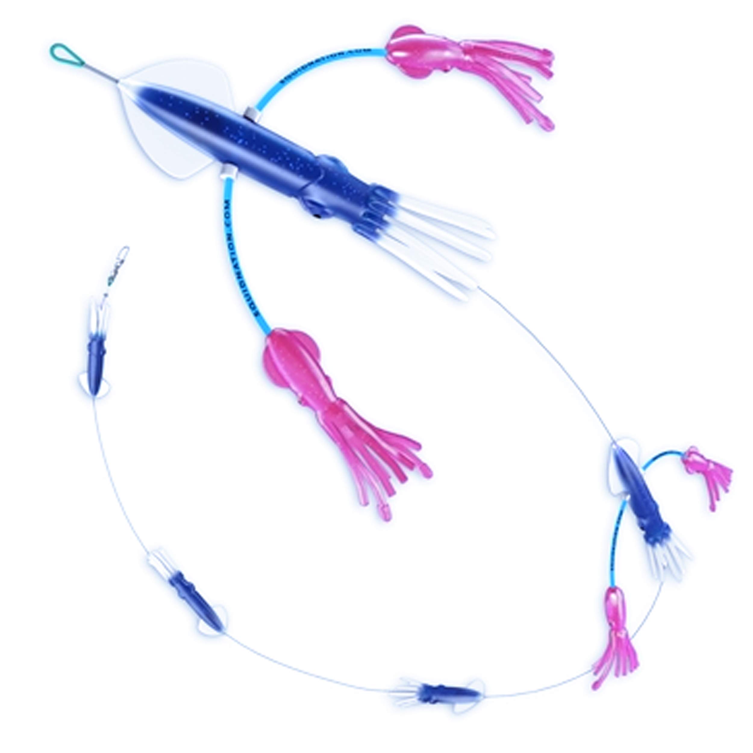 Electric Blue & Pink Billfish Edition Fishing Daisy Chain - Tuna & Marlin Magnet Teaser Lure for Saltwater Fishing | Perfect for Offshore Trolling and Big Game Fishing