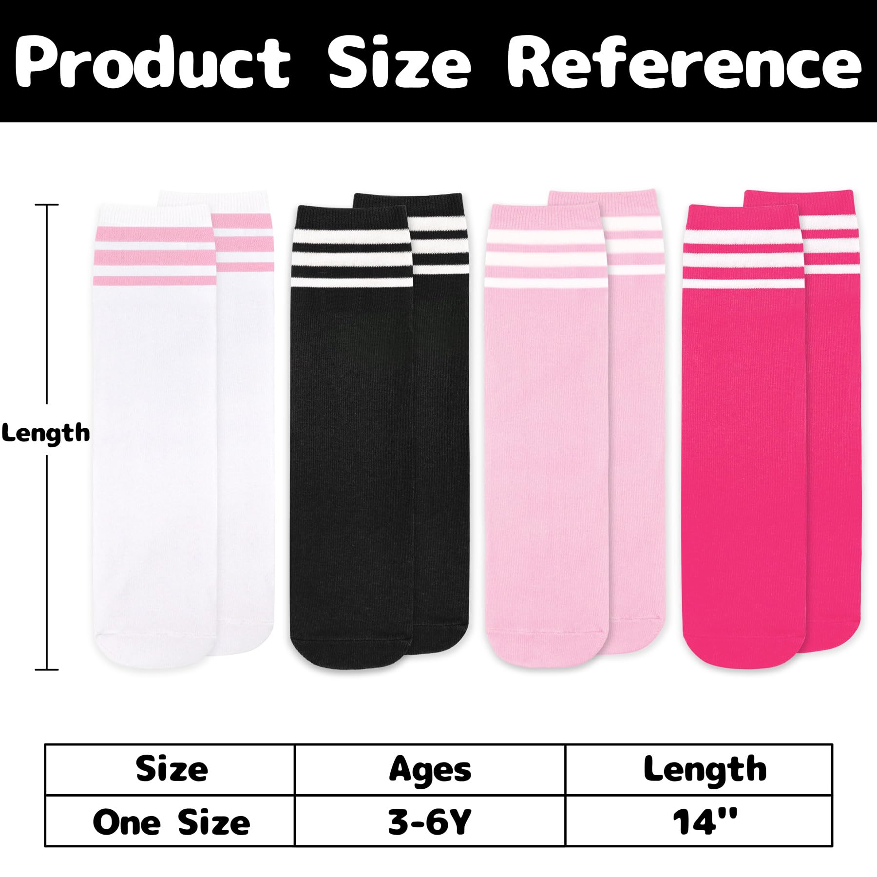 Olreco 4 Pack Kids Soccer Socks - Breathable Cotton Athletic Socks for Toddler & Youth Boys Girls - Perfect for Soccer, Softball, Baseball & Sports Training