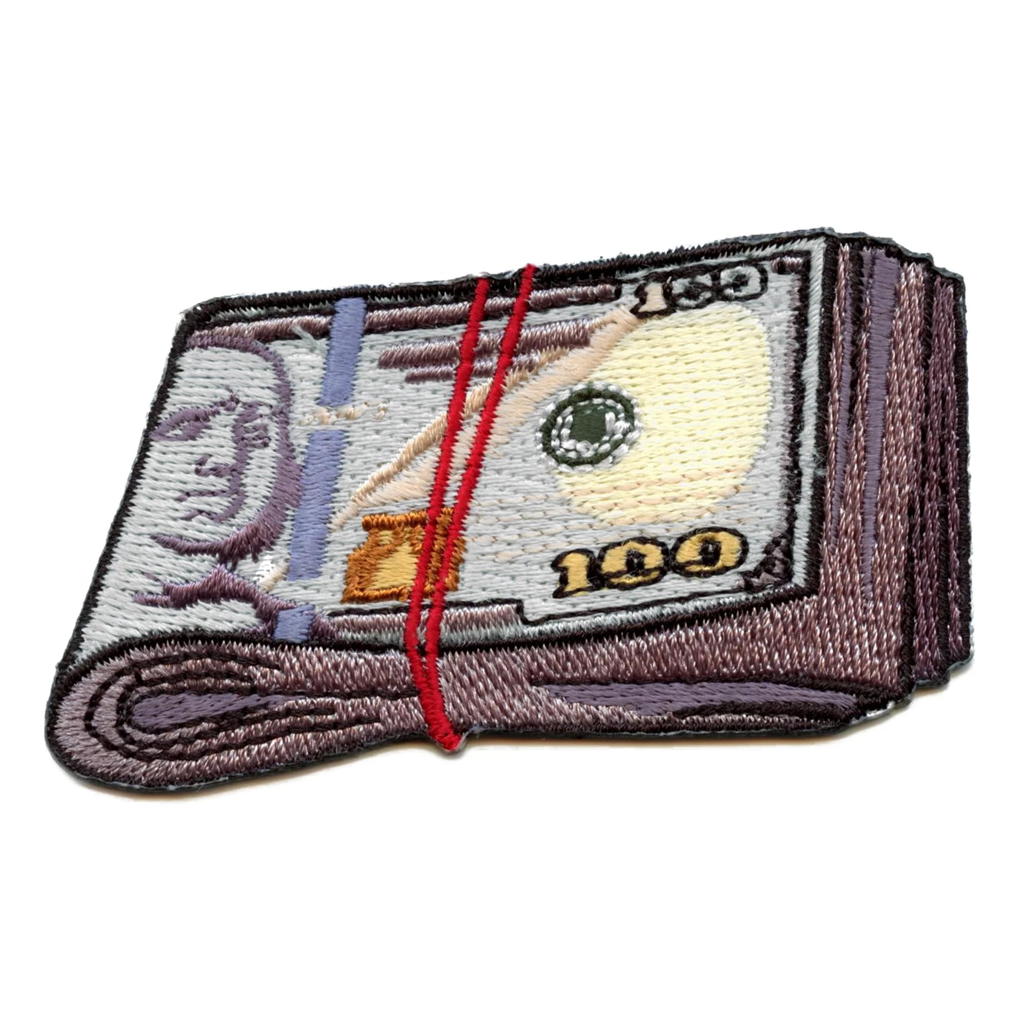 Fat WAD Dirty Money Patch - Hundreds Blue Benjamins Embroidered Iron-On Applique for Jackets, Hats & Bags | Punk Fashion Accessory & DIY Clothing Customization