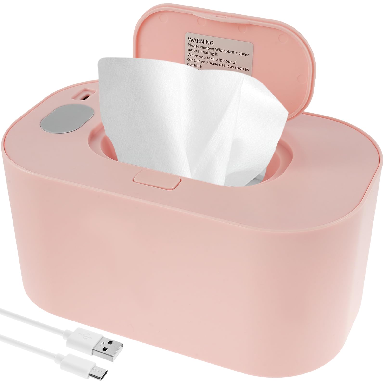 USB Baby Wipe Warmer & Dispenser - Large Capacity Heated Wipes Holder for Nursery, Car & Home - Even Heating & Constant Temperature - Prevents Dryness (Pink) | Perfect for Diaper Changes, Travel & On-the-Go Baby Care