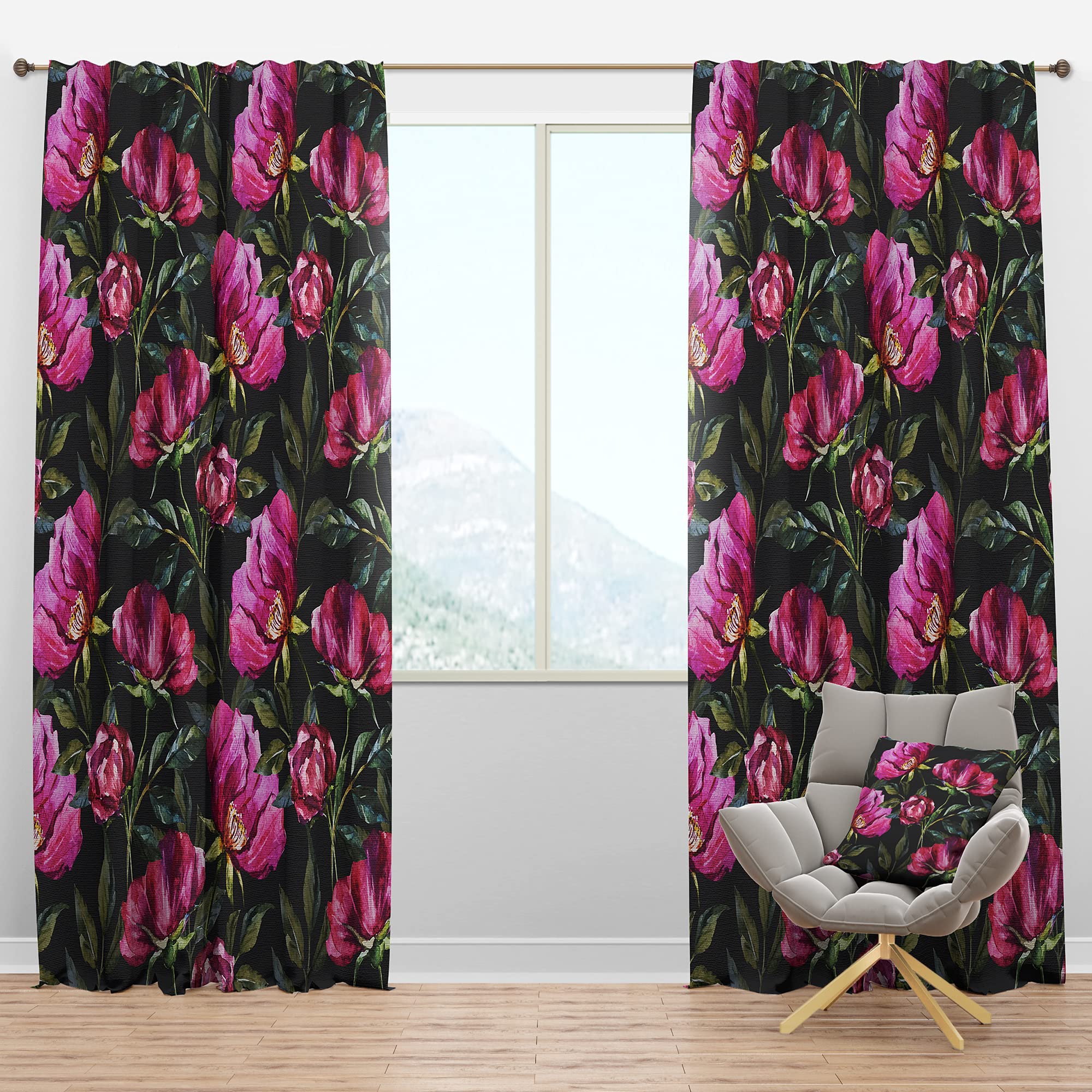 DesignQ Blackout Curtains - Thermal Insulated Purple Floral Drapes for Bedroom & Living Room (52x63, Single Panel) - Perfect for Light Blocking, Privacy & Energy Efficiency