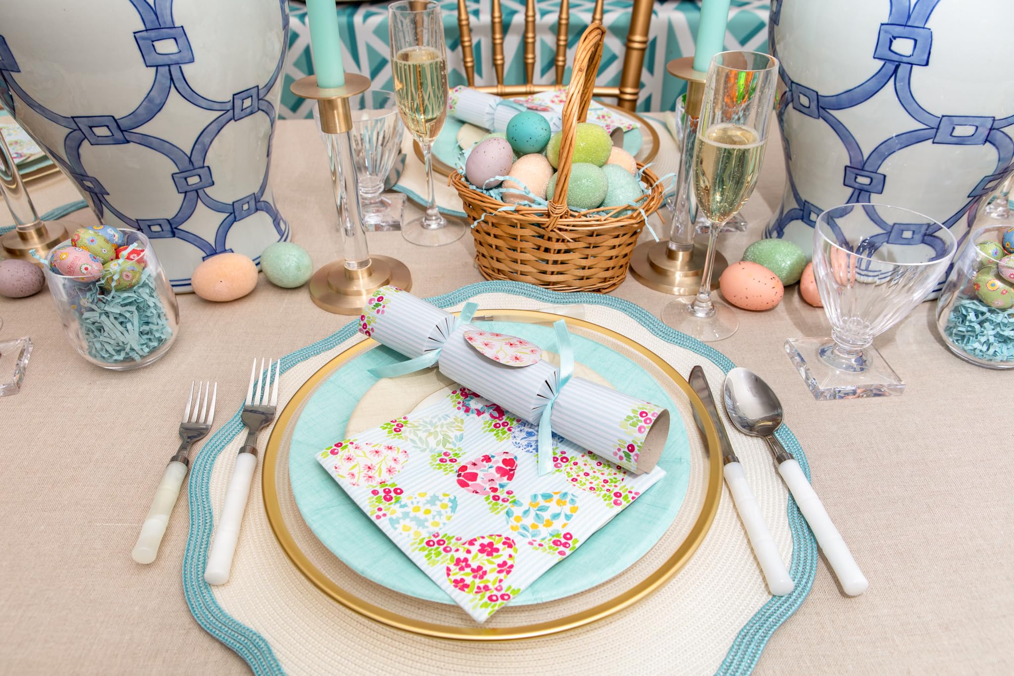 Caspari Floral Paper Napkins - 2 Packs of 20 for Party Decor