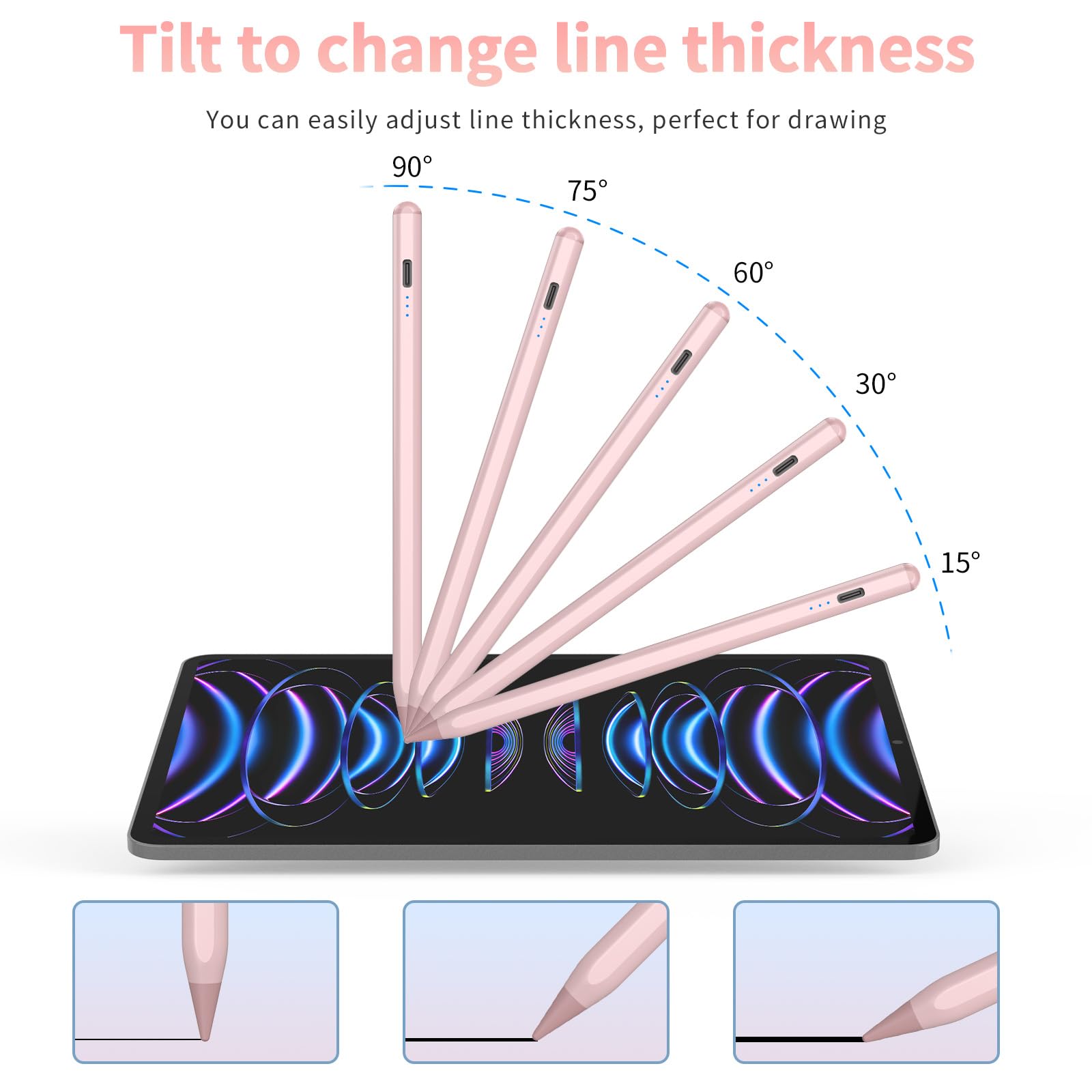 Premium Stylus Pen for iPad 2024-2018 | Fast Charging 30Mins | Tilt Sensitivity & Palm Rejection | Magnetic Design | Compatible with iPad 10/9/8/7/6, Air 3/4/5/11/M2, Mini 5/6, Pro 11/12.9/13-inch M4 | Perfect for Drawing, Note-Taking & Digital Art