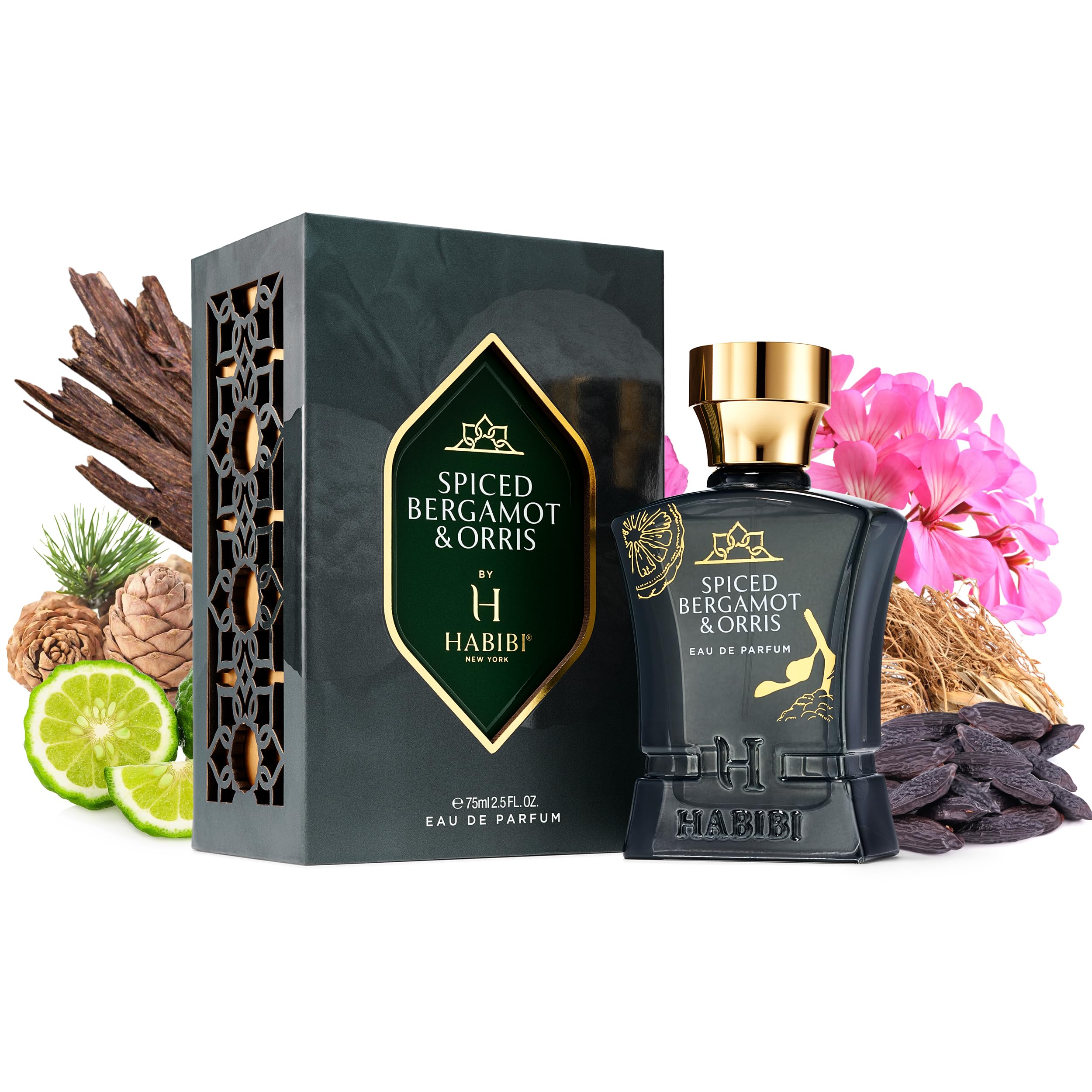 Premium Spiced Bergamot & Orris Arabian Cologne for Men - Long Lasting Eau De Parfum (2.5 Oz) with Sweet & Spicy Notes of Sage & Oud - Perfect for Date Nights, Special Occasions & Daily Wear
