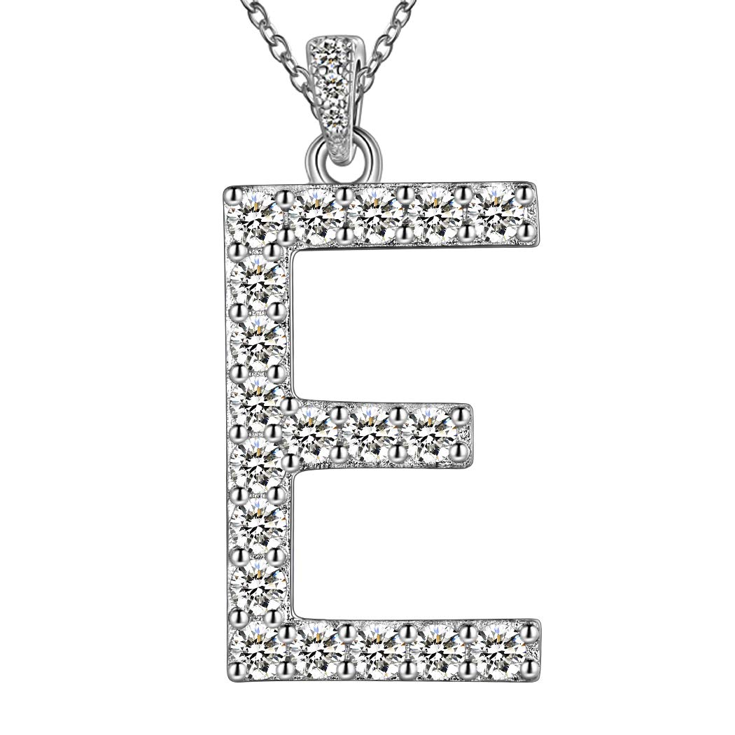 18K White Gold Plated Initial Letter Pendant Necklace - 925 Sterling Silver Cubic Zirconia Monogram Jewelry for Men & Women | Personalized Birthday Gift for Her/Him with Gift Box | Perfect for Anniversaries, Graduation & Special Occasions