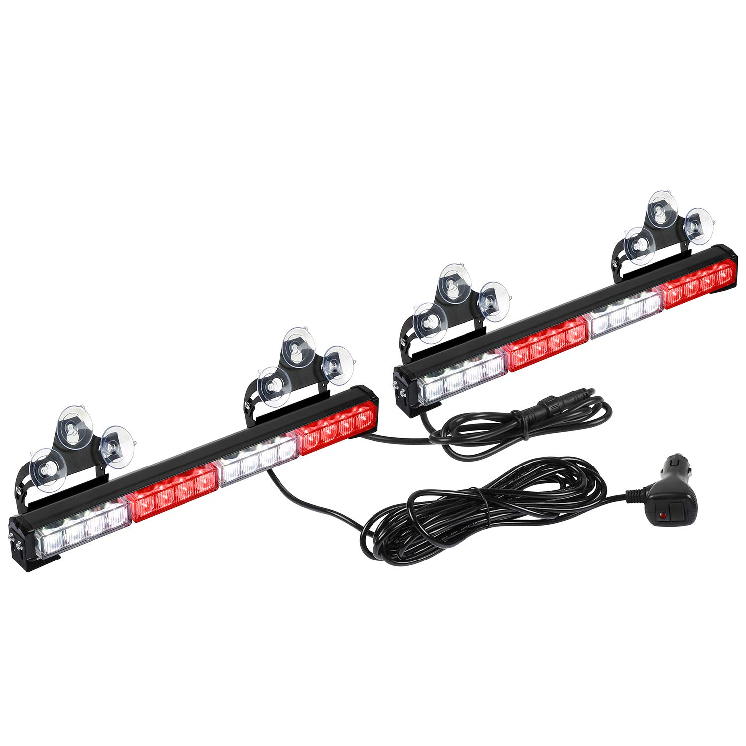 ASPL 2x16.8 Inch Emergency LED Strobe Light Bar - 32 Super Bright LEDs with 26 Flash Patterns - Red/White Interior Safety Warning Lights for Trucks, Police Vehicles & Emergency Scenes