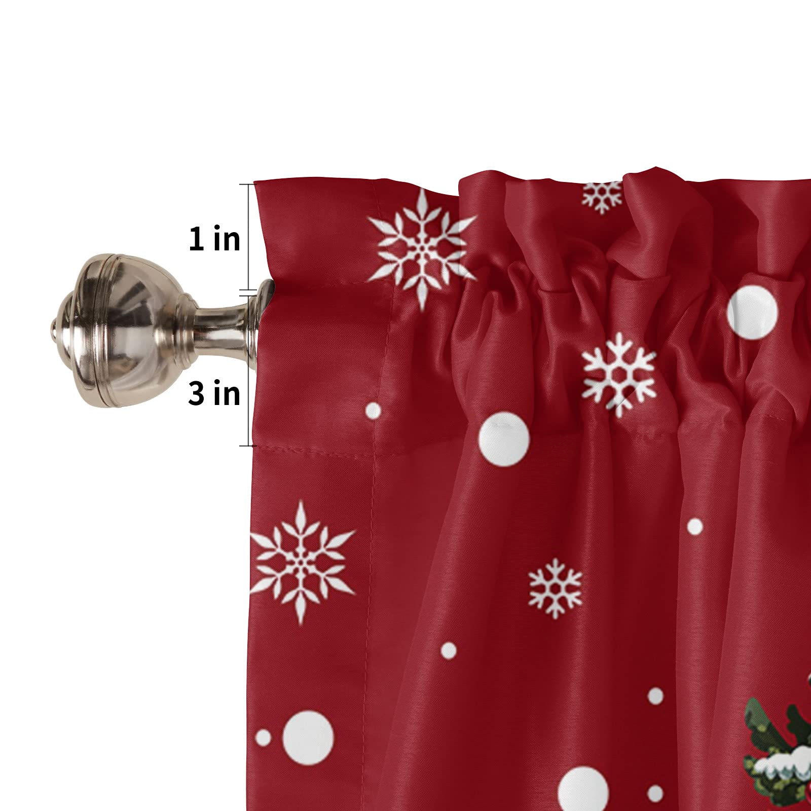 Christmas Snowman & Xmas Tree Valance Curtains 54x18 Inch - Snow-Themed Kitchen Window Valances with Rod Pocket for Bedroom, Living Room & Bathroom | Festive Holiday Decor for Small Windows