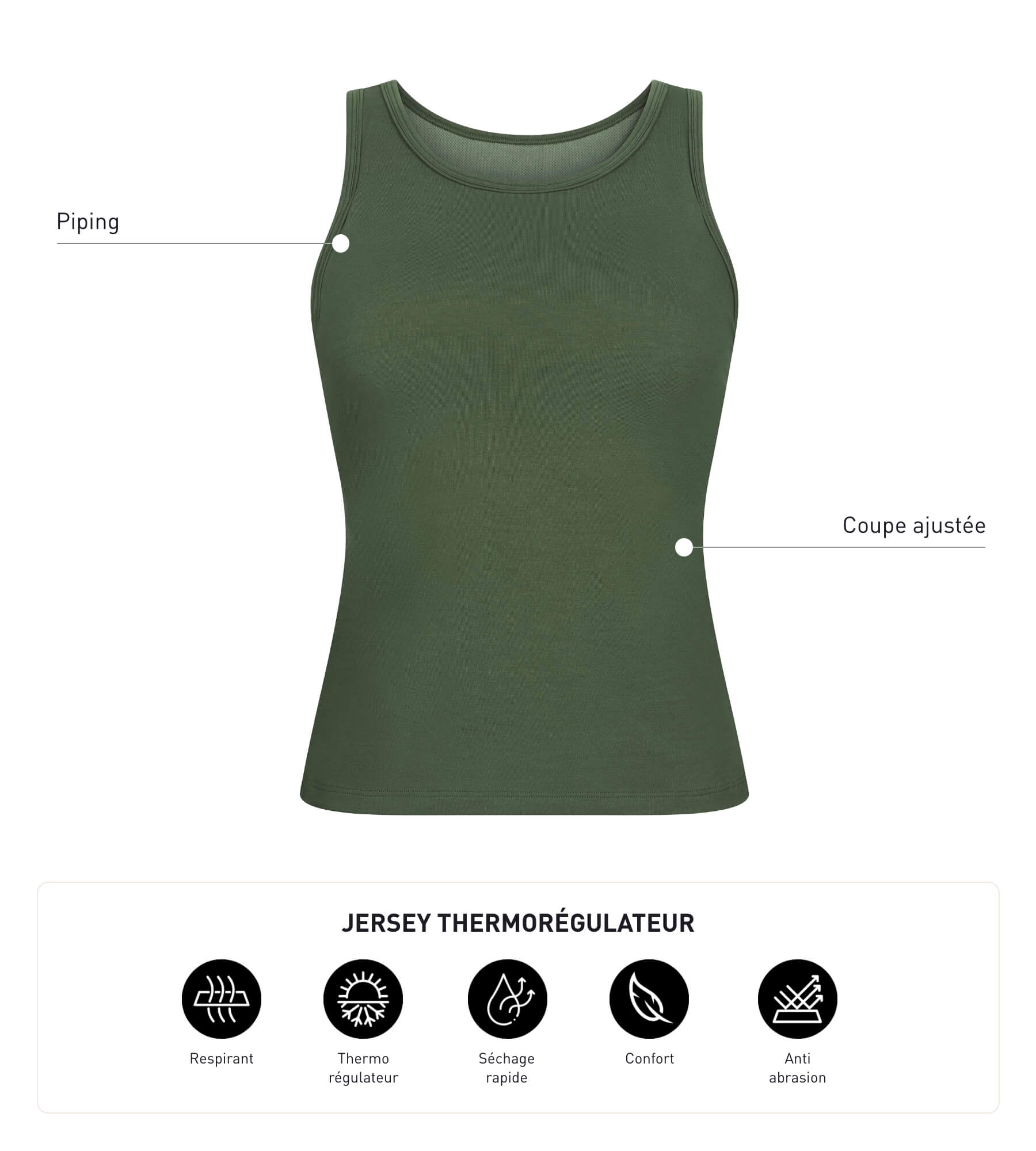 Women's Thermoregulating Sports Tank Top - Breathable Jersey Fabric in Khaki - Perfect for Yoga, Running & Gym Workouts | DIM MOVE Activewear