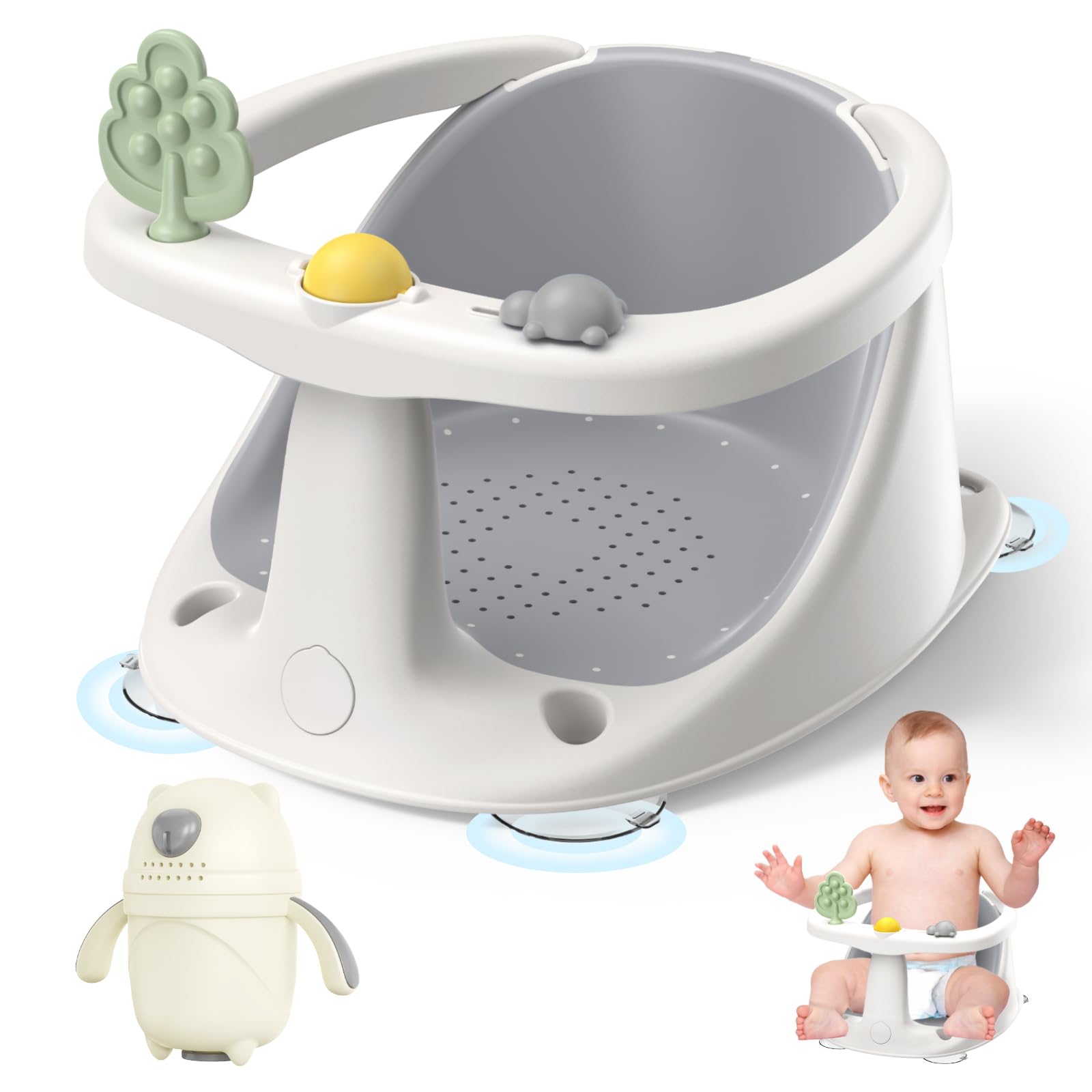 **Baby Bath Seat for 6+ Months - Non-Slip Infant & Toddler Bathtub Chair with Suction Cups | Safe Shower & Bath Time Helper**    *(Use for secure baby bathing, hands-free washing, and toddler water play in tub or shower.)*
